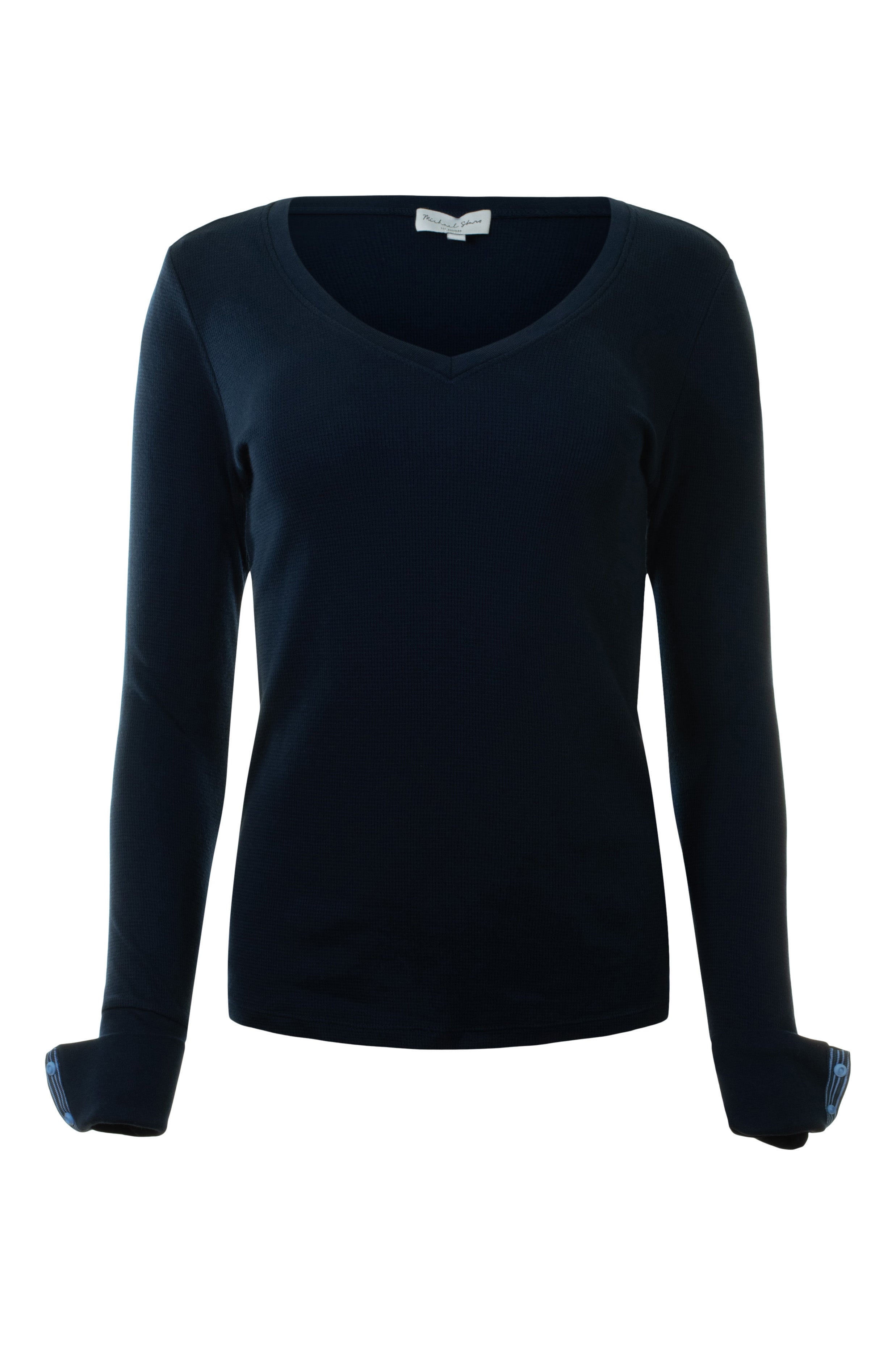 Michael Stars Dinah V-neck with Snap Wrist in Nocturnal