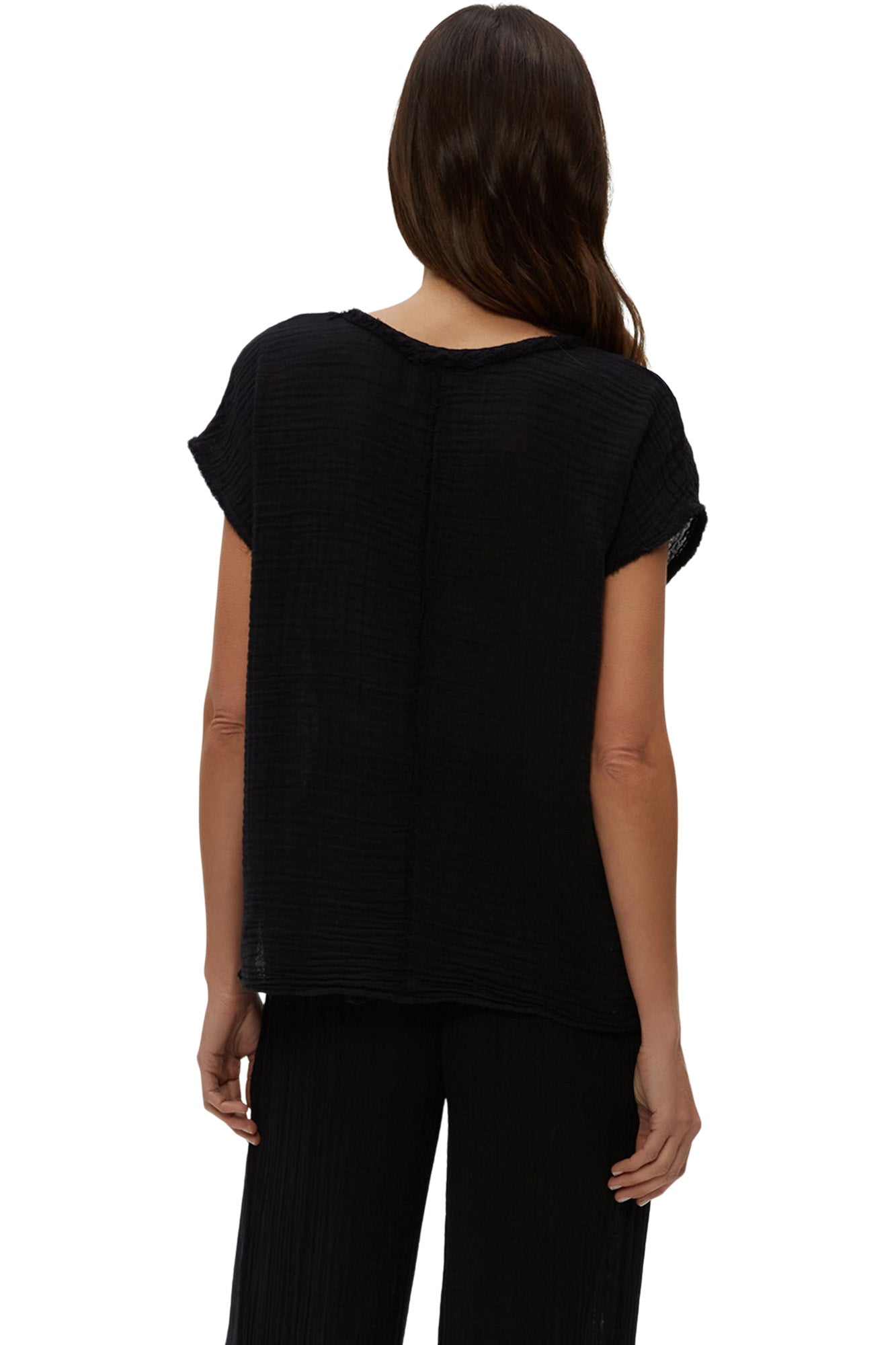Michael Stars Draya V-neck Top in Black
