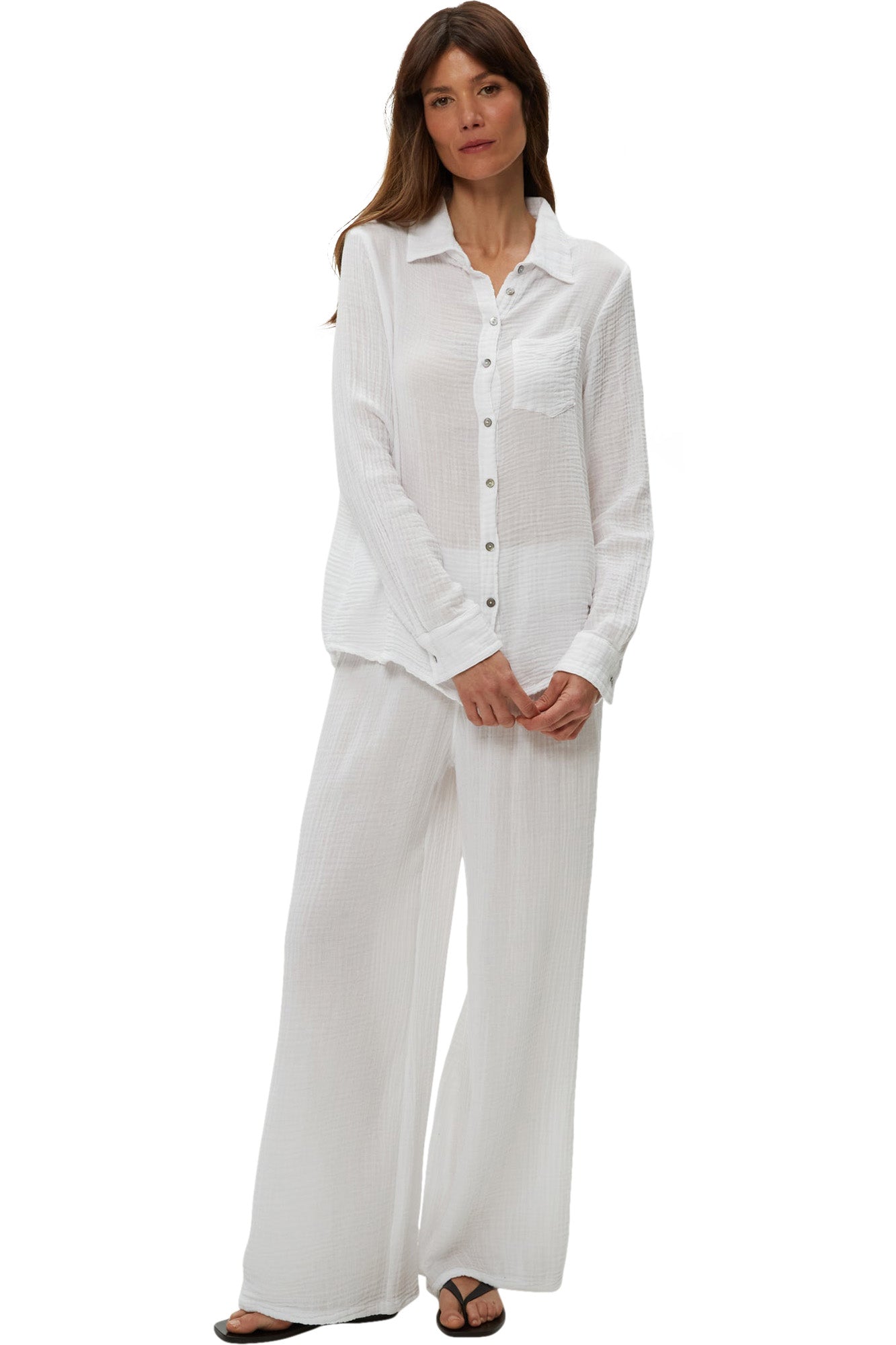 Michael Stars Ernie Button Down w/ Pocket in White