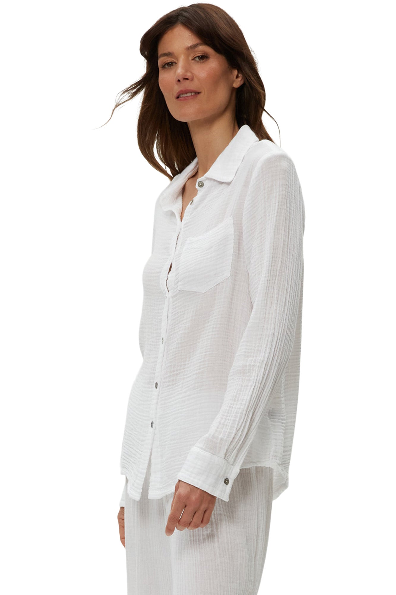 Michael Stars Ernie Button Down w/ Pocket in White