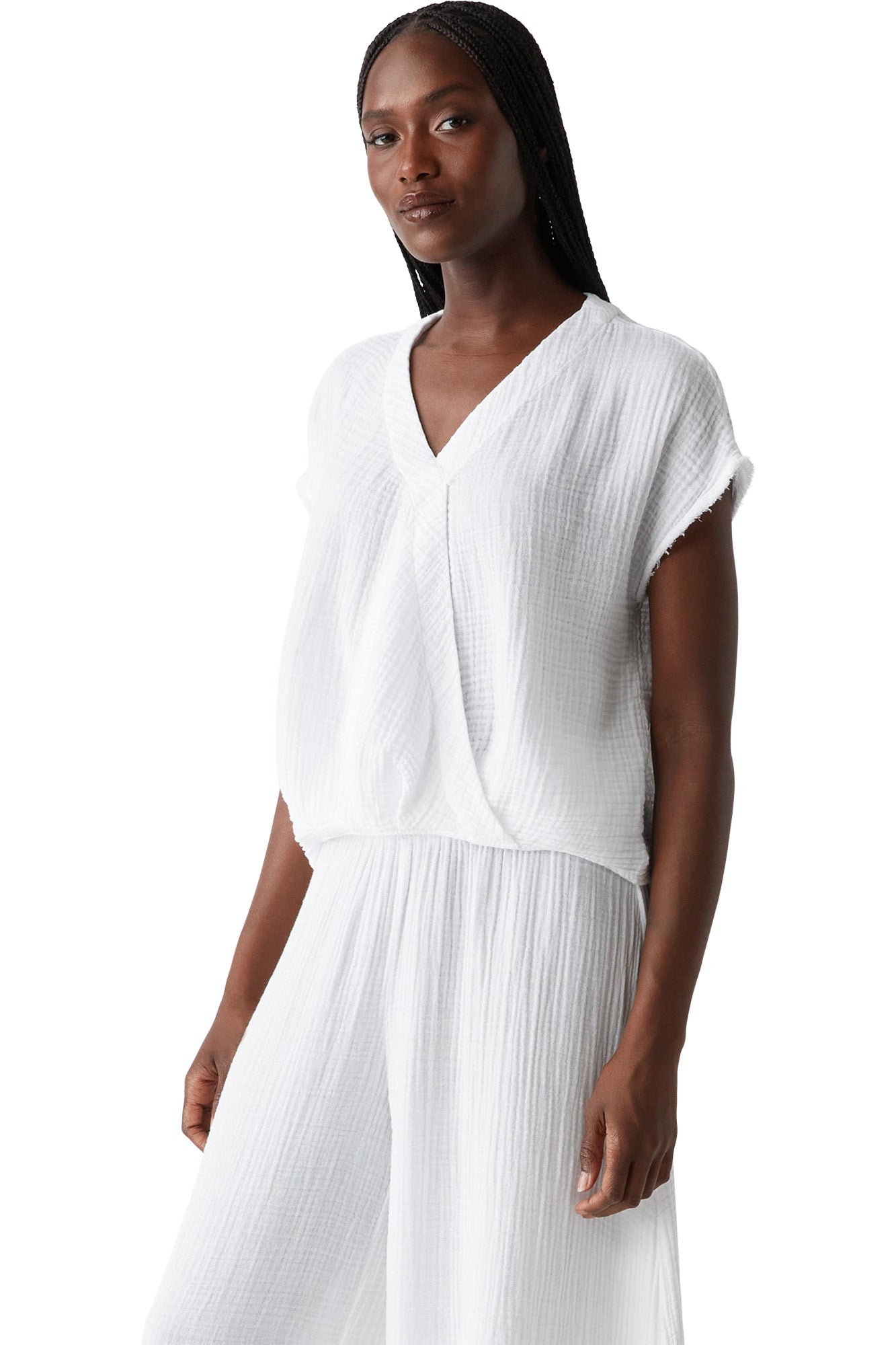 Michael Stars Evie Wrap Top in White