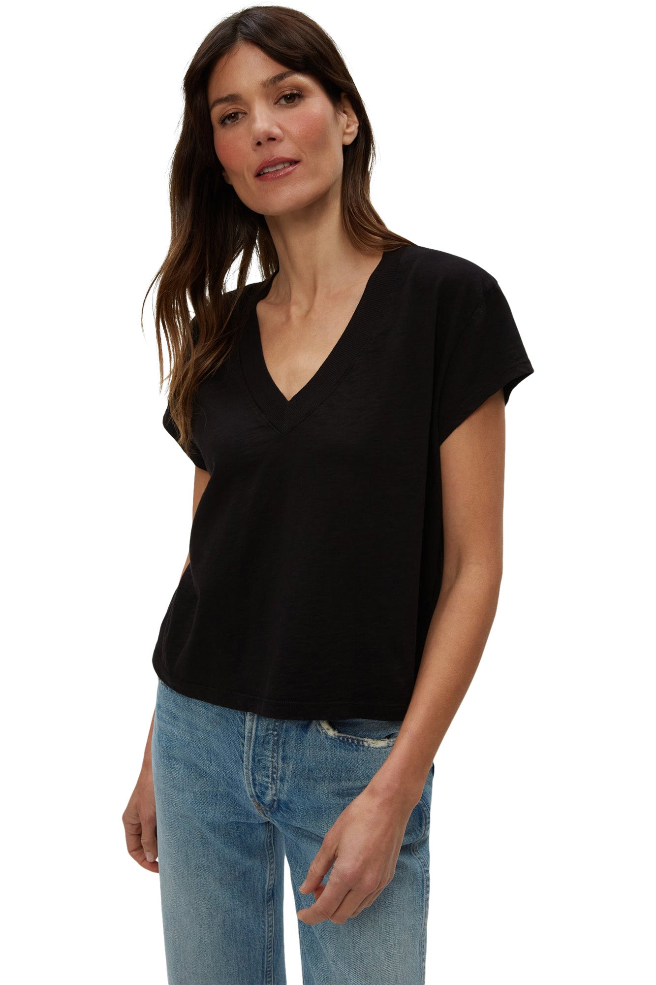 Michael Stars Harlan Cropped V-Neck Tee