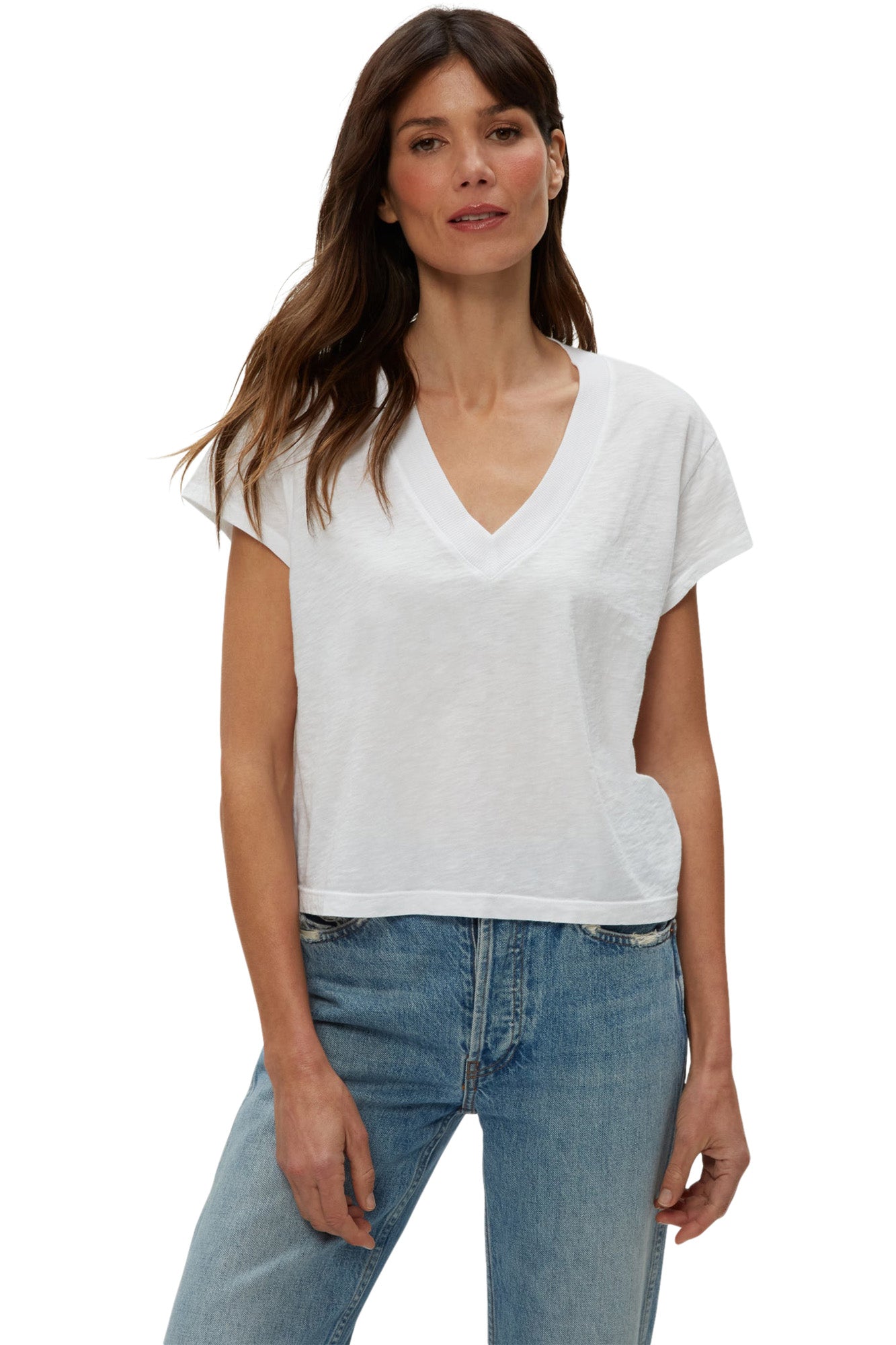 Michael Stars Harlan Cropped V-Neck Tee