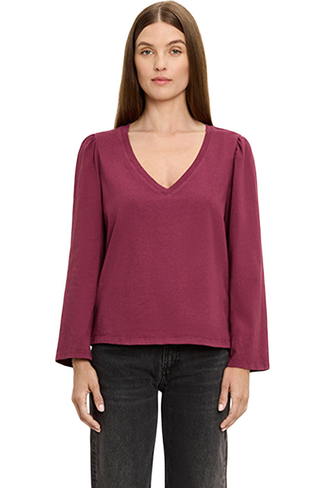 Michael Stars Jaclyn V-neck Puff Sleeve Top