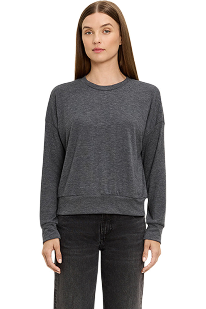 Michael Stars Juliana Crew Neck Top in Charcoal