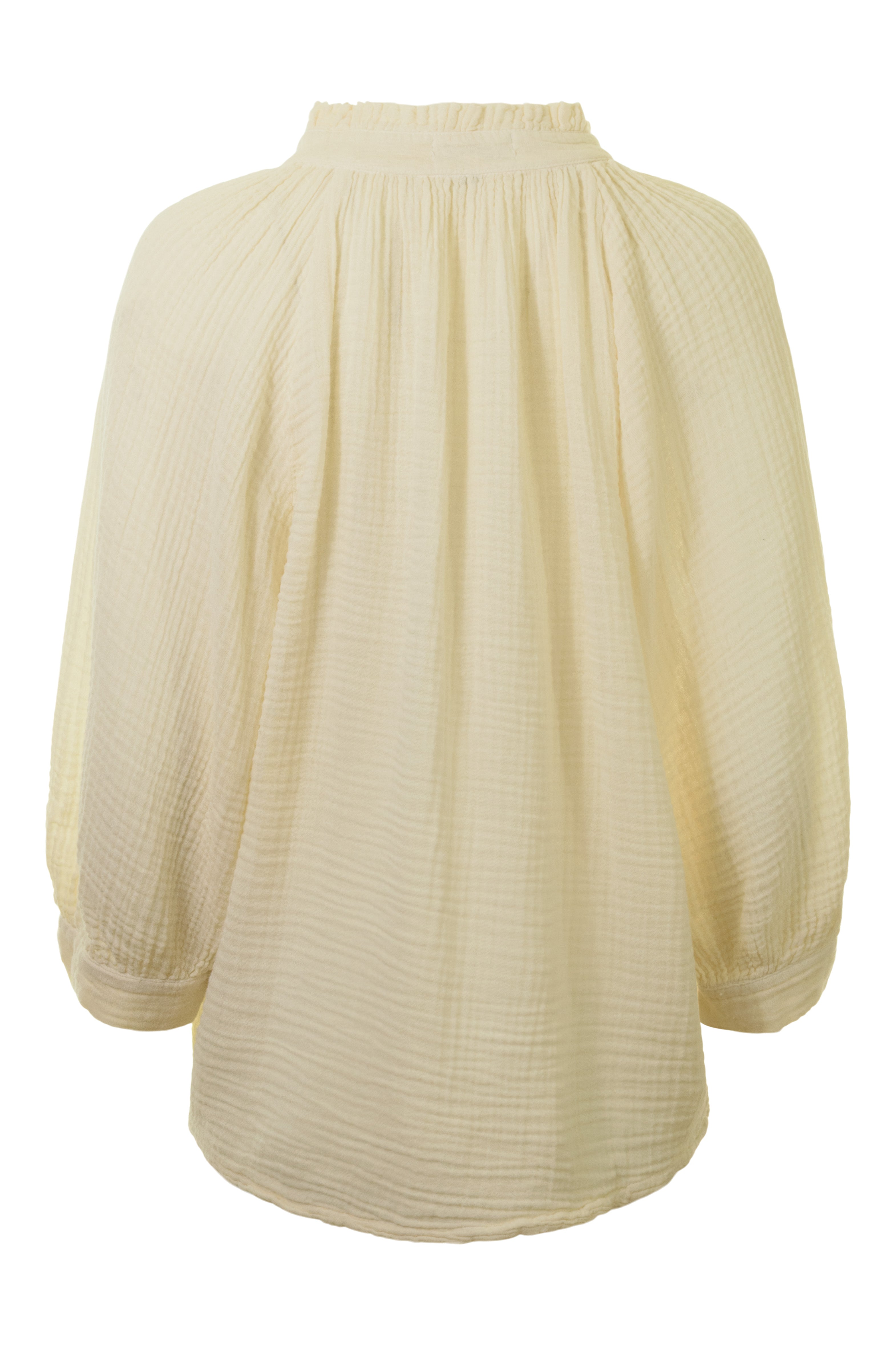 Michael Stars Kali 3/4 Sleeve Ruffle Neck Top