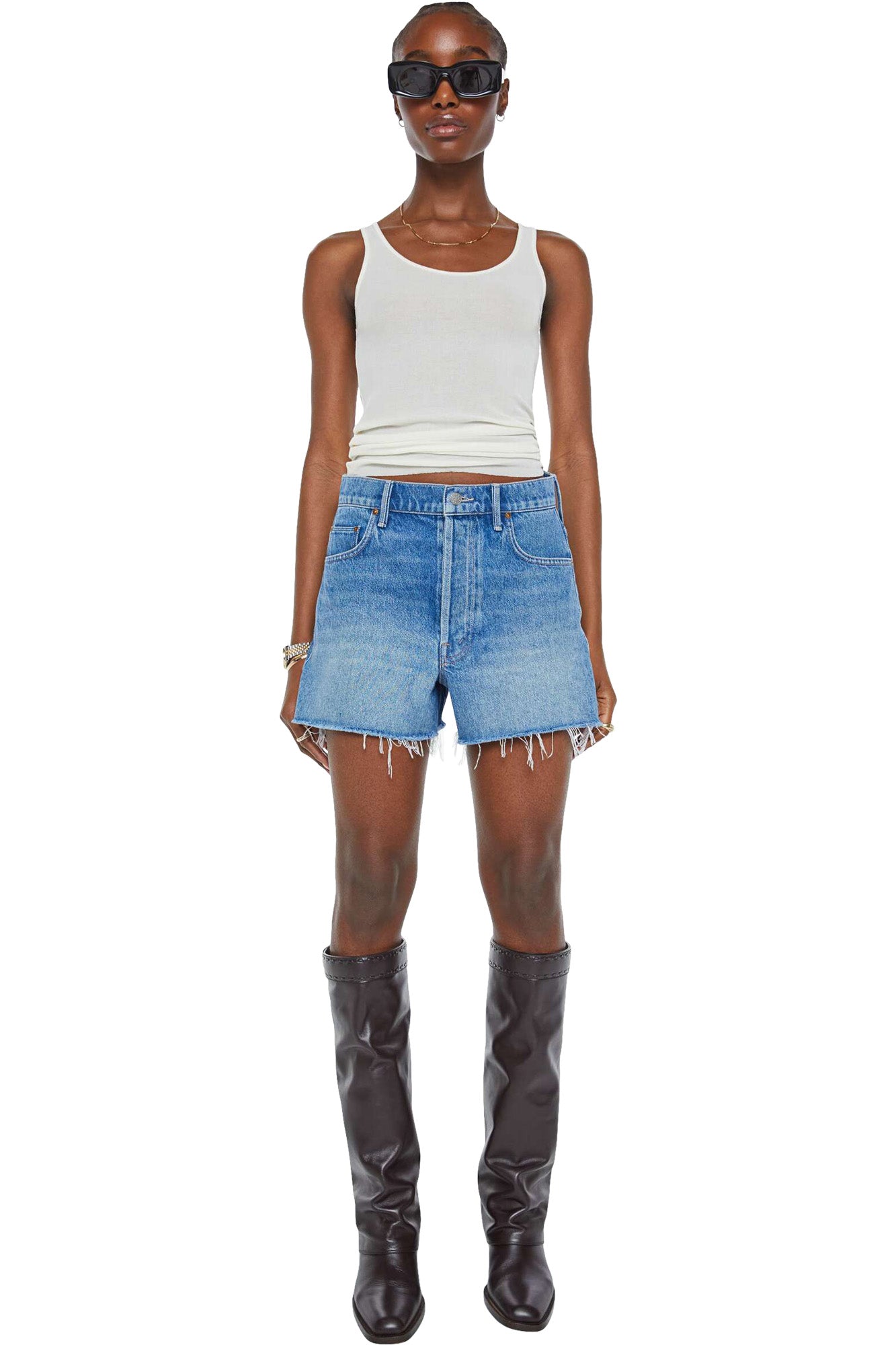 Mother Denim Main Course Fray Shorts in Chew Toy