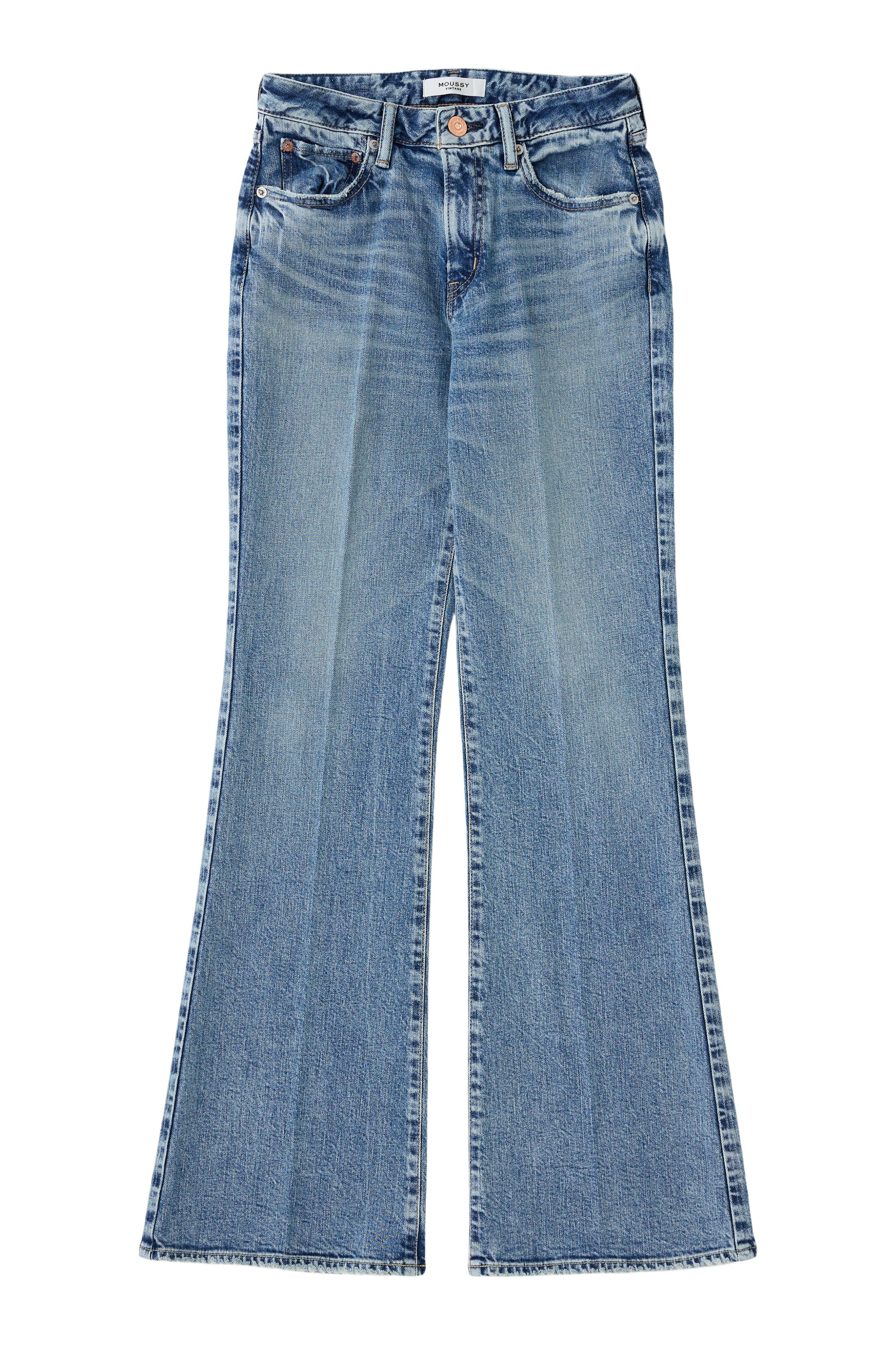 MOUSSY 22インチ デニムVINTAGE FLARE DENIM Moussy Denim Attleboro 70s Flare Jean in Light Blue