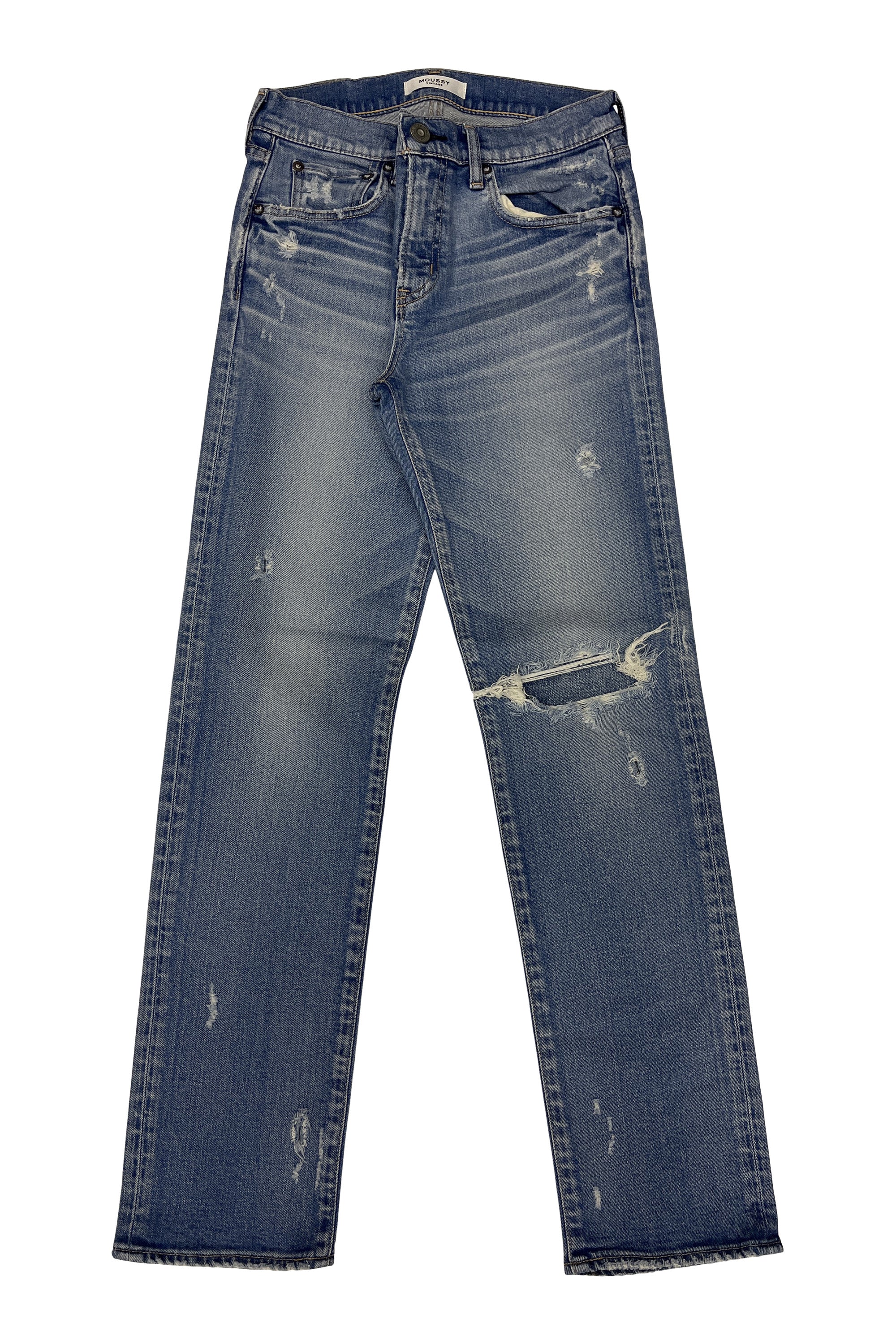 Moussy Denim Fairview Slim Straight in Light Blue