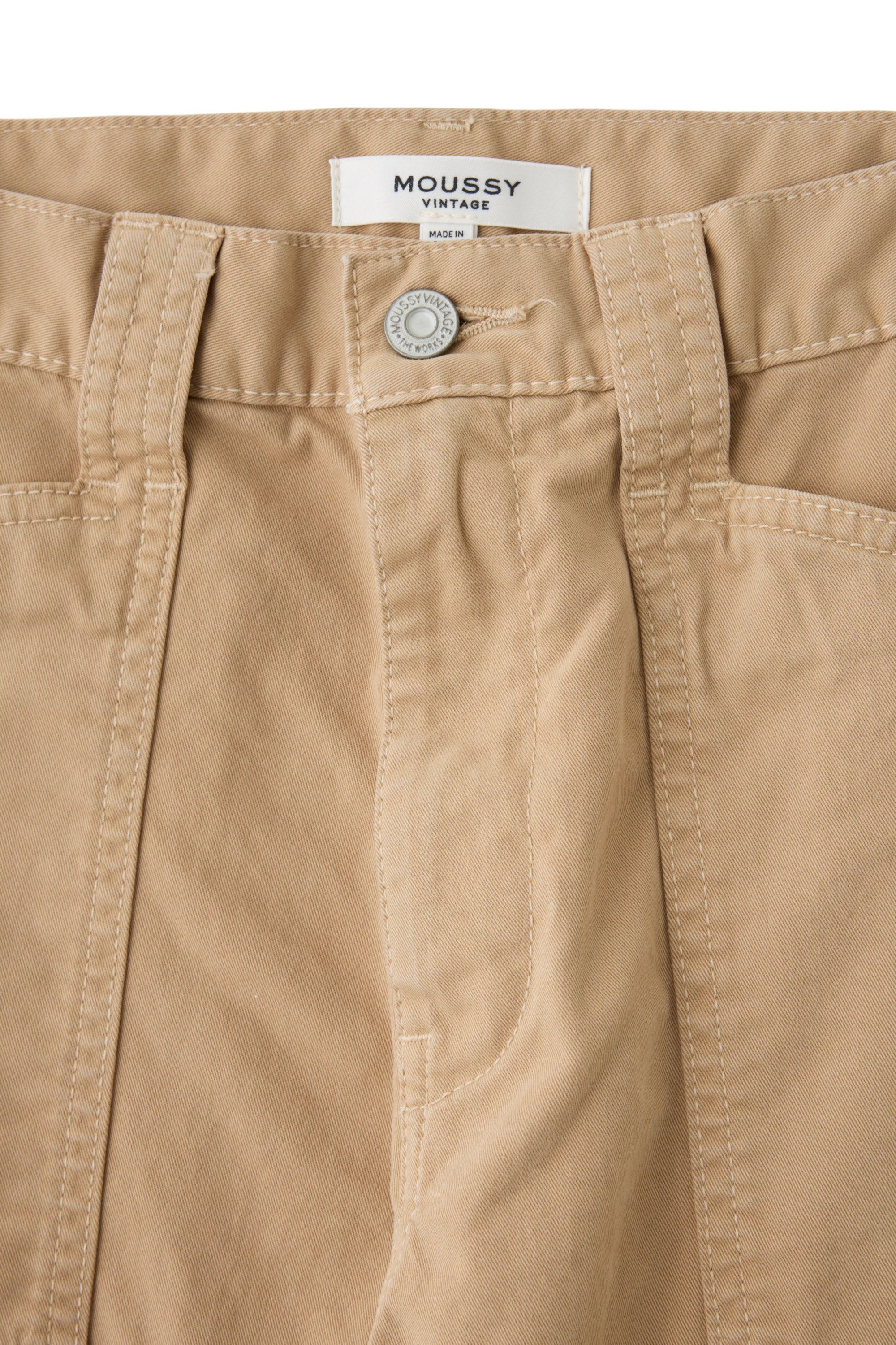 Moussy Denim Pomonok Gusset Cargo Pants in Beige