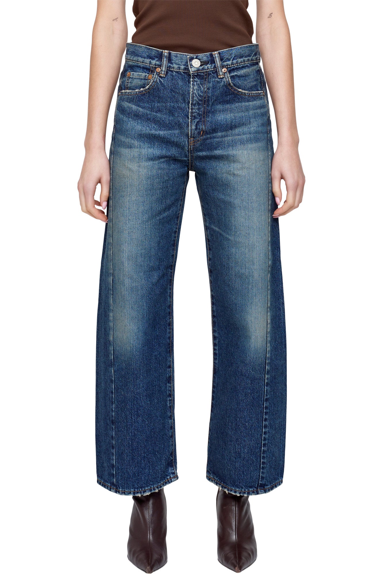 Moussy Denim Harlem Side Line Cocoon in Dark Blue