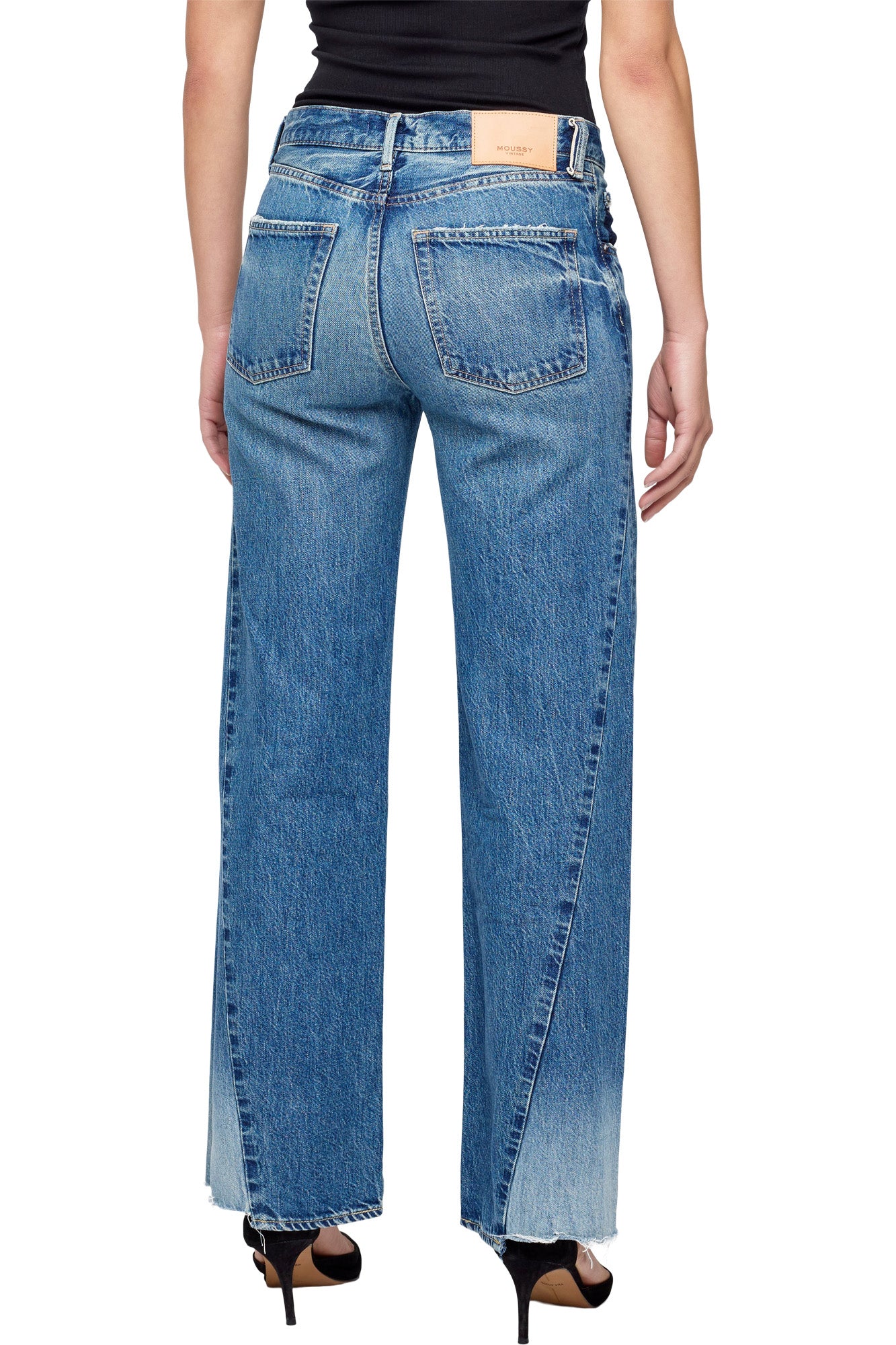 Moussy Denim Holyoke Panel Wide in Blue