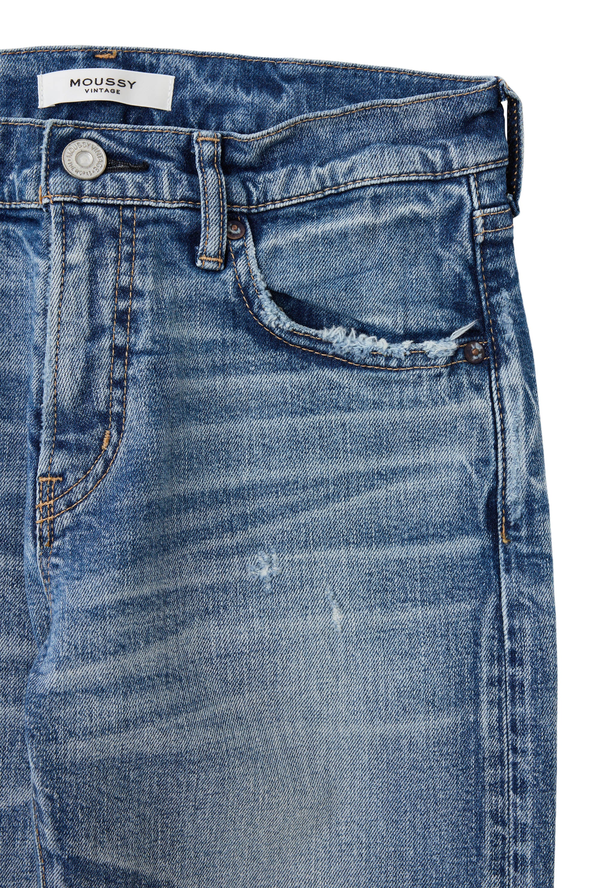 Moussy Denim Linden Slim Straight Jeans in Light Blue