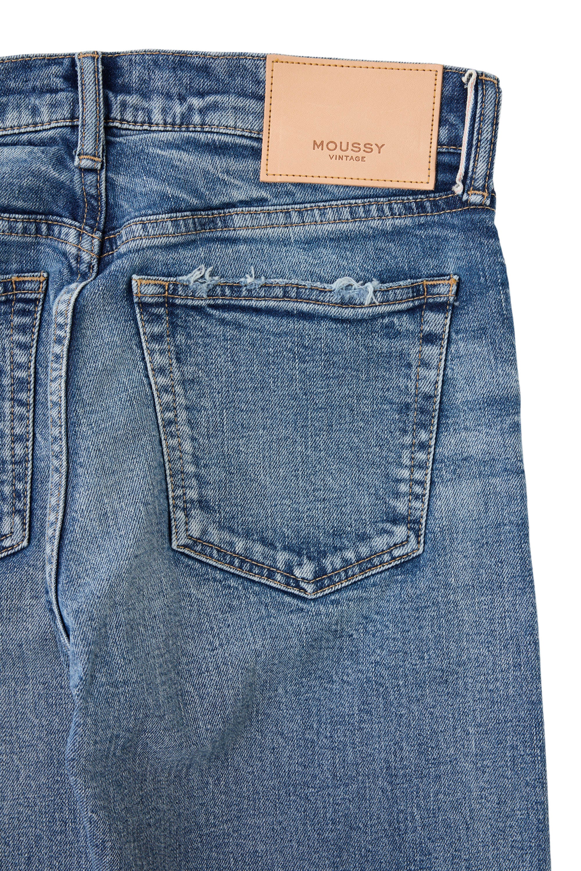 Moussy Denim Linden Slim Straight Jeans in Light Blue