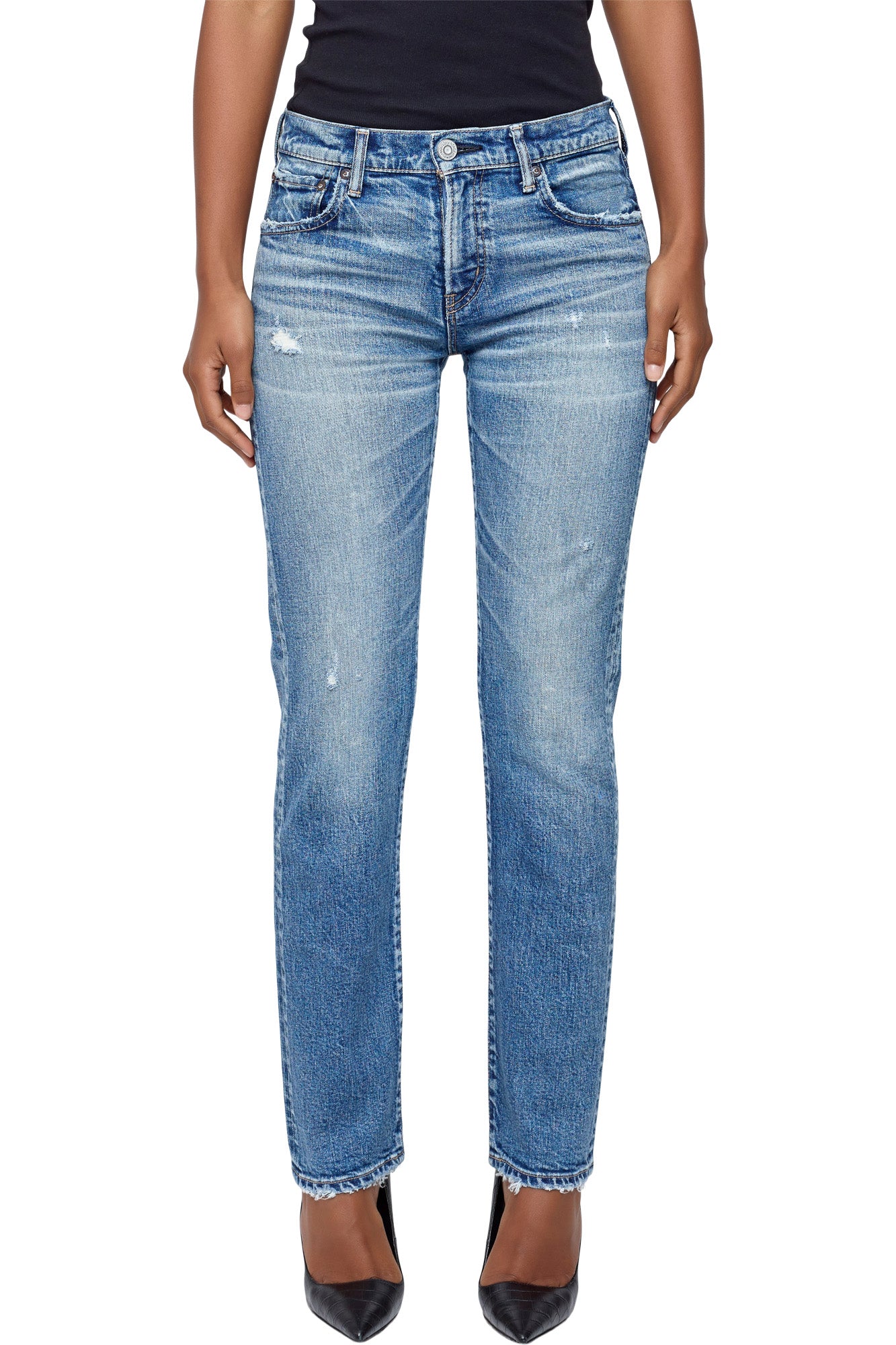 Moussy Denim Linden Slim Straight in Blue