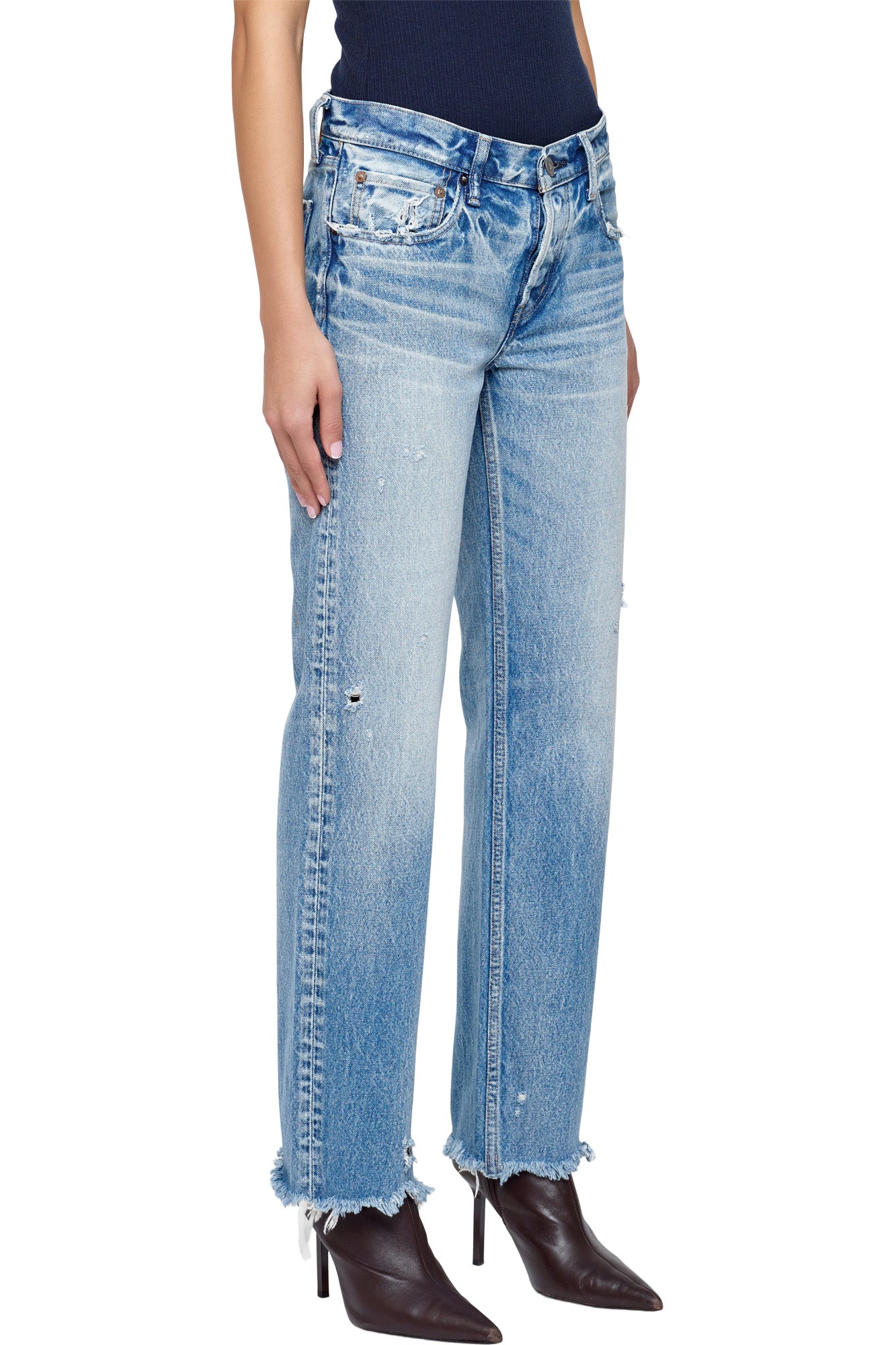 Moussy Denim Mattapan Low-Rise Straight in Light Blue