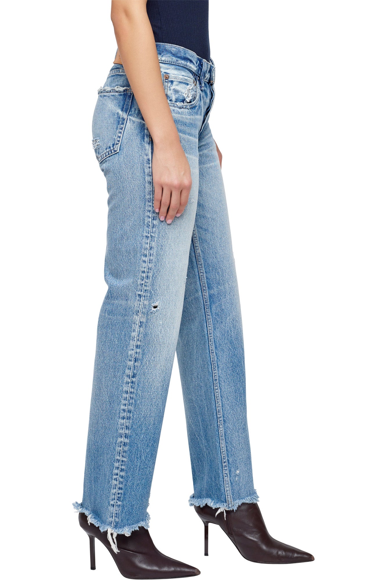 Moussy Denim Mattapan Low-Rise Straight in Light Blue