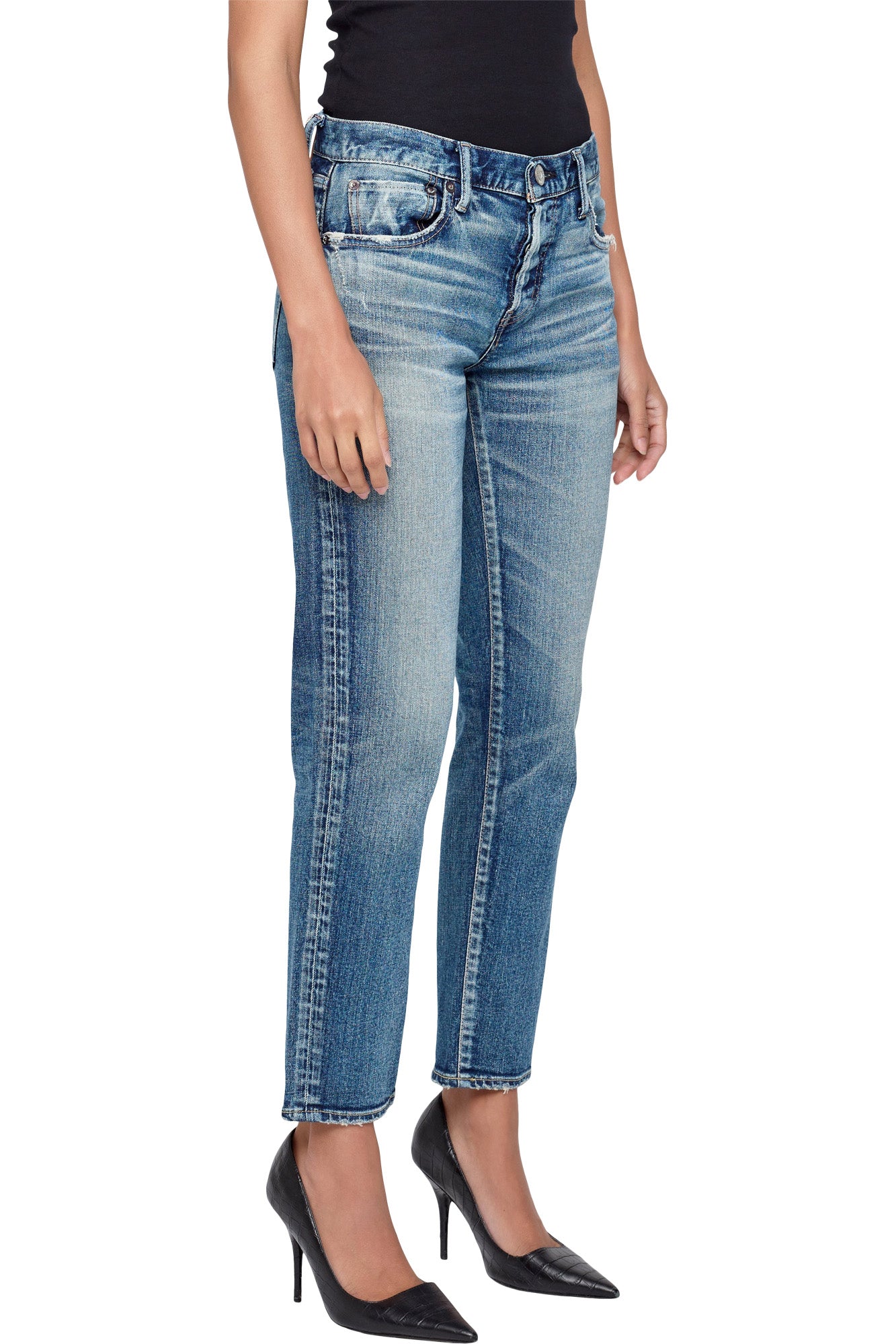 Moussy Denim Alice Tapered Jean in Blue