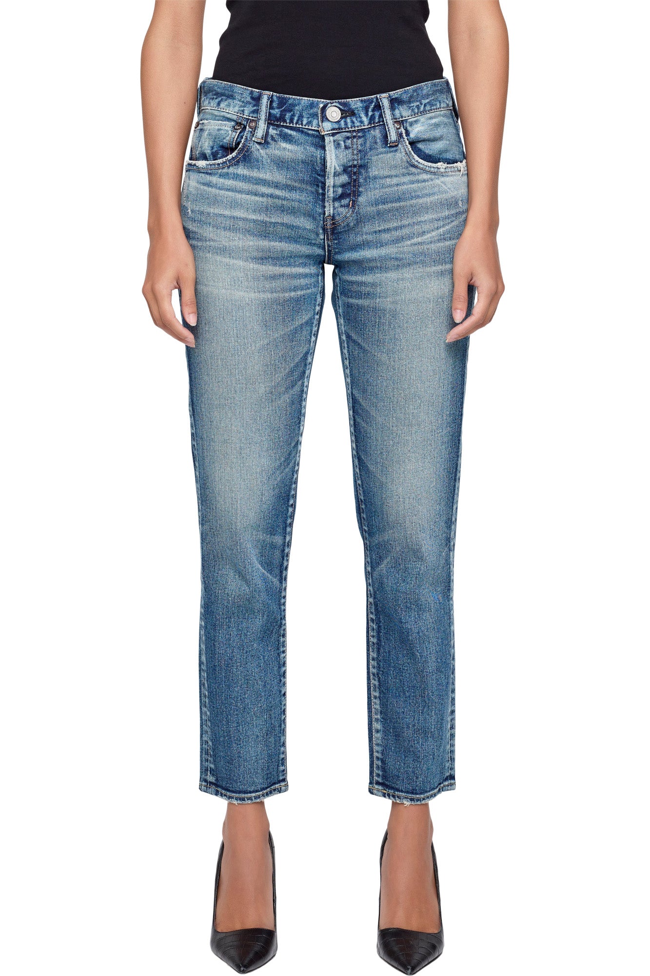 Moussy Denim Alice Tapered Jean in Blue