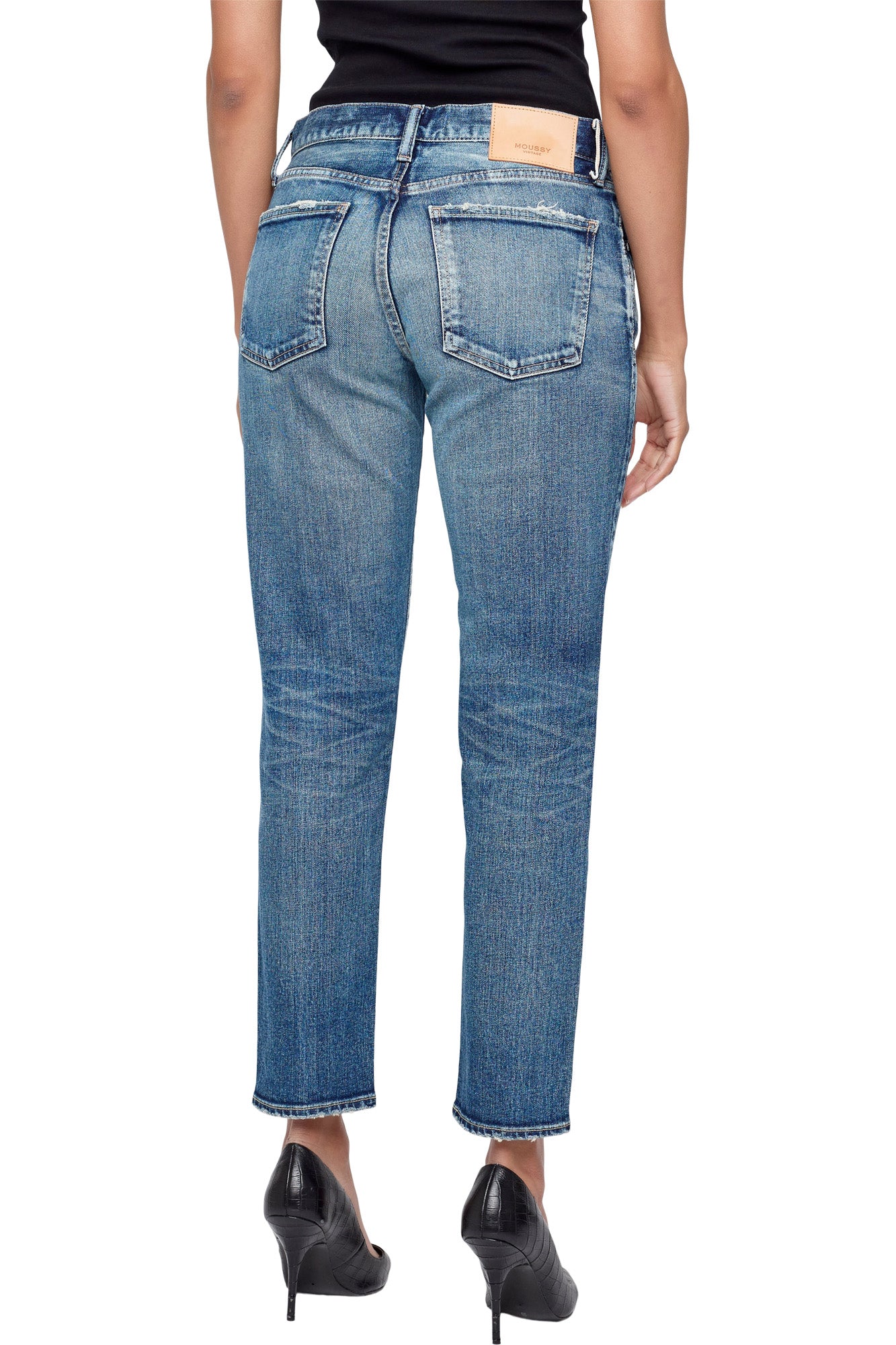 Moussy Denim Alice Tapered Jean in Blue
