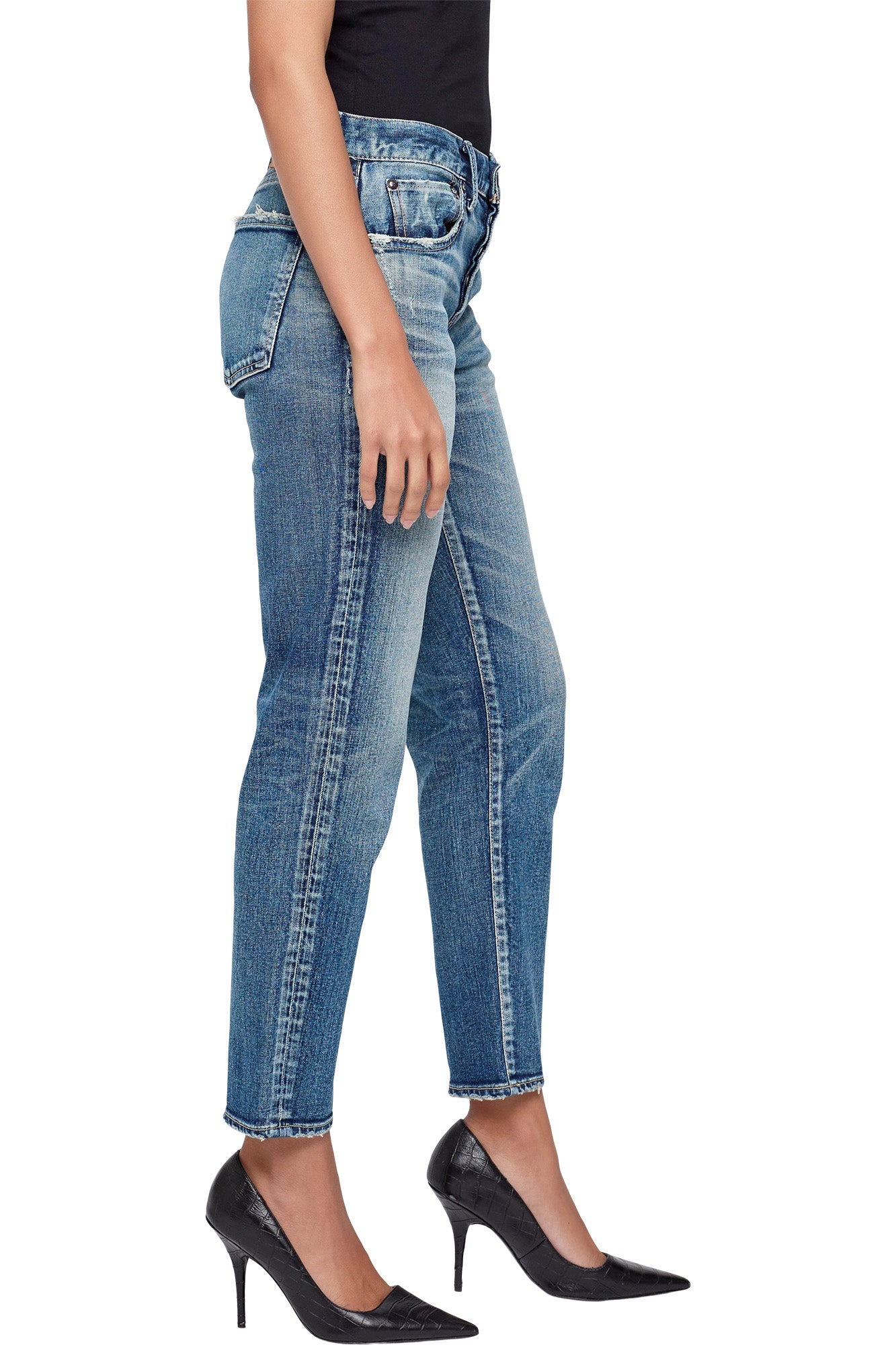 Moussy Denim Alice Tapered Jean in Blue