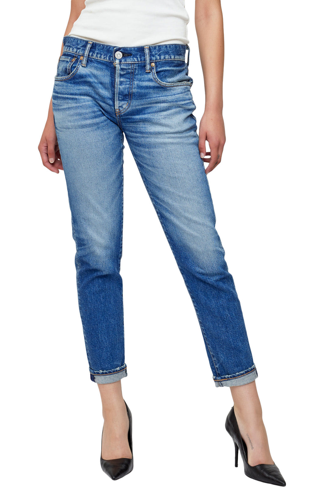 Moussy Denim Saddlebrook Tapered Jeans in Blue