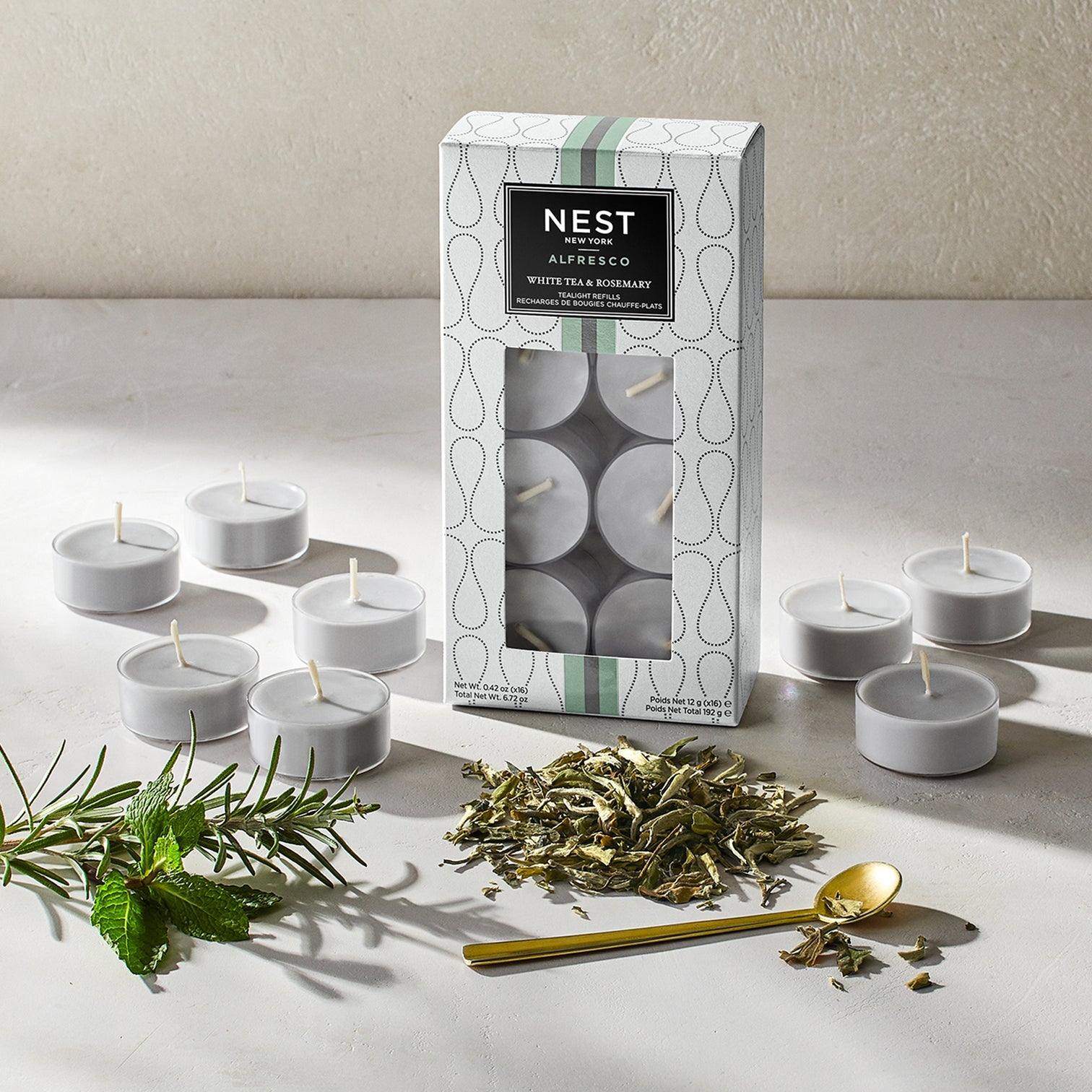 Nest Alfresco Tealight Refill in White Tea & Rosemary