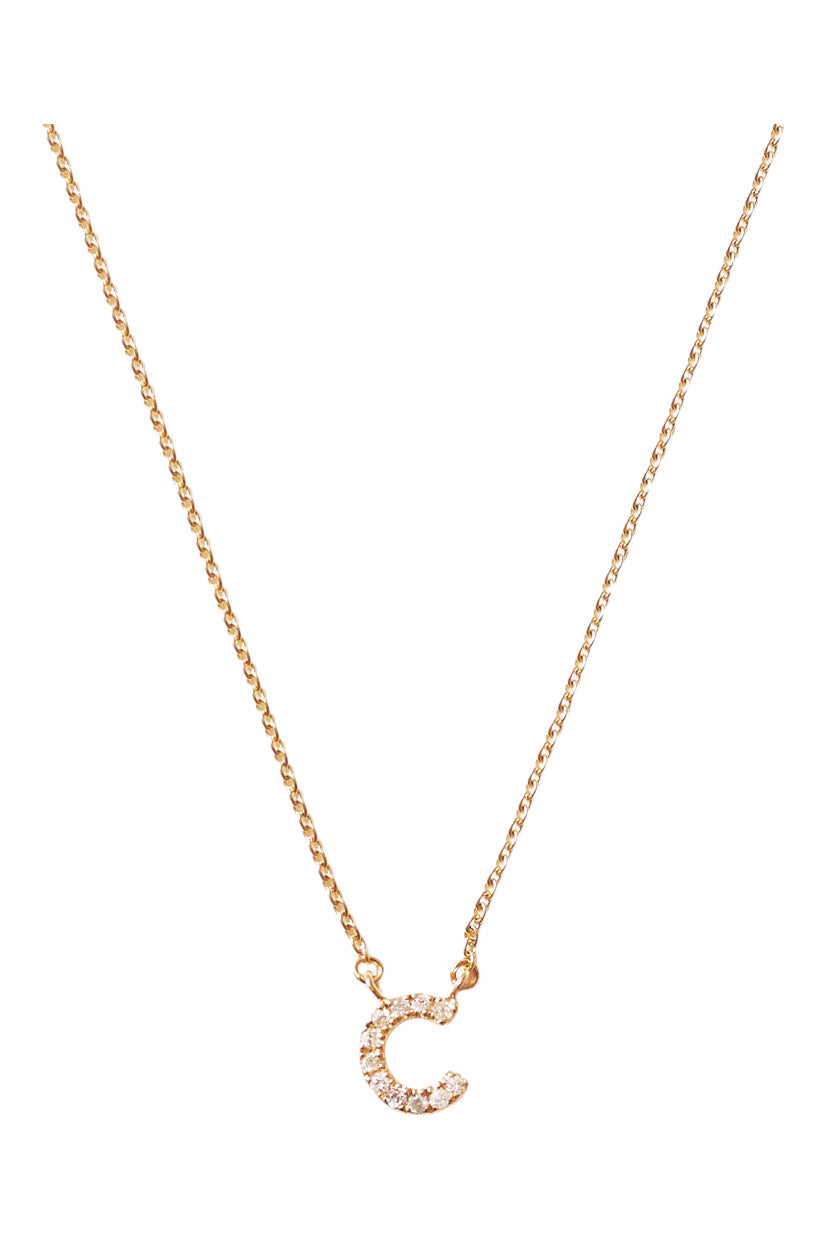 Chan Luu 14k Gold and White Diamond Initial Necklace