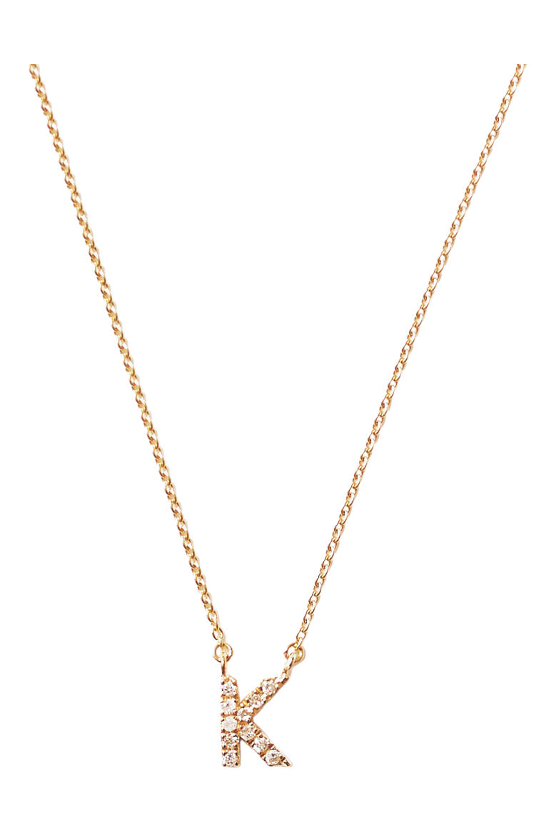 Chan Luu 14k Gold and White Diamond Initial Necklace