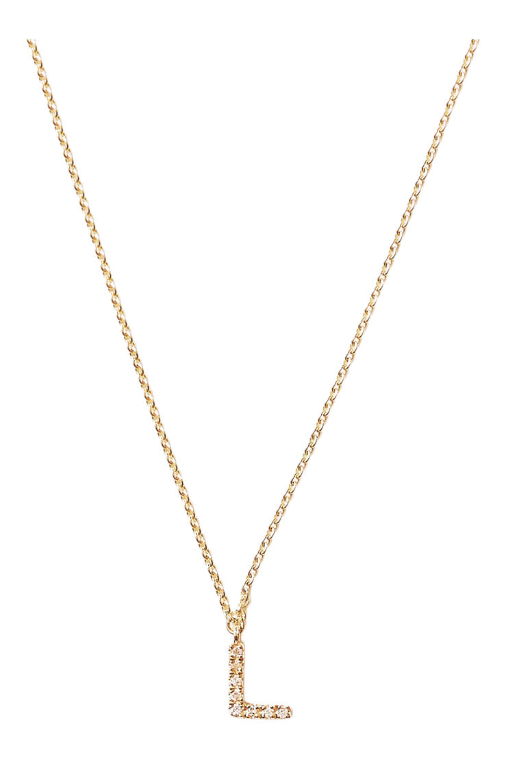 Chan Luu 14k Gold and White Diamond Initial Necklace