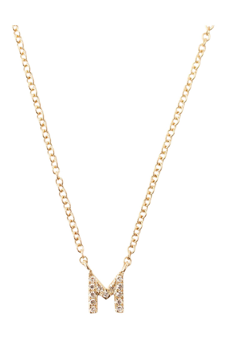 Chan Luu 14k Gold and White Diamond Initial Necklace