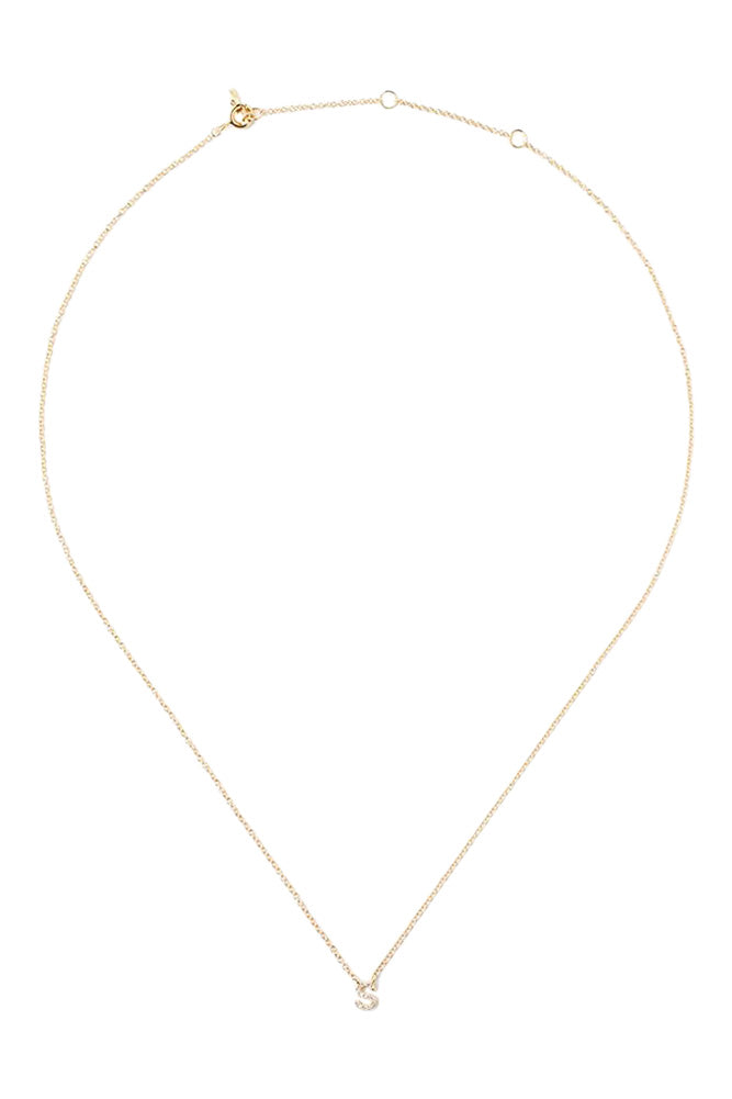 Chan Luu 14k Gold and White Diamond Initial Necklace
