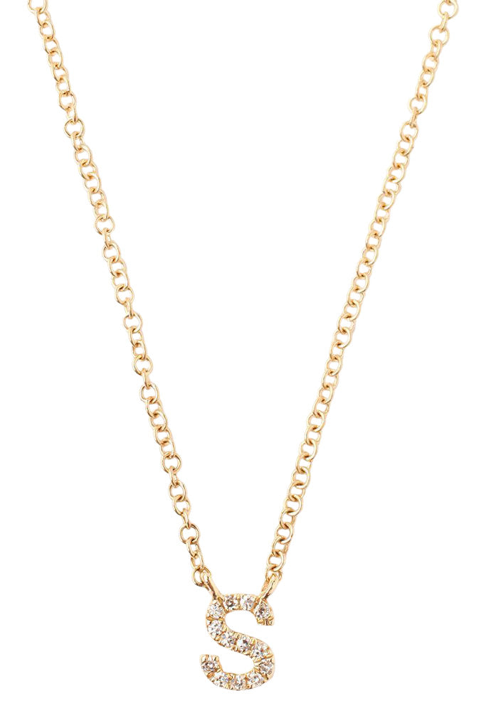 Chan Luu 14k Gold and White Diamond Initial Necklace