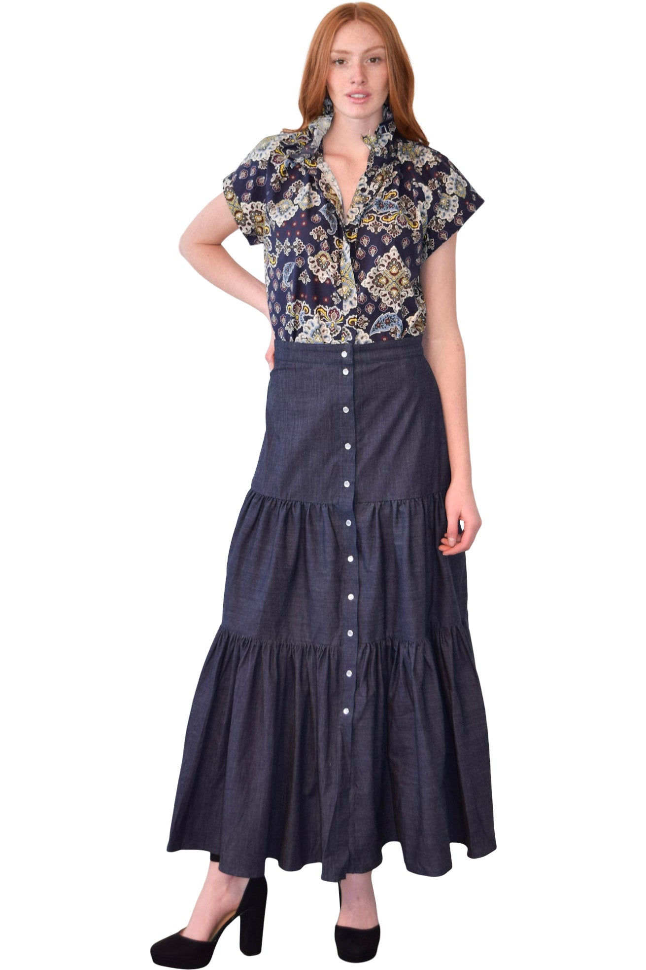 Never A Wallflower Vicki Button Down Top in Paisley