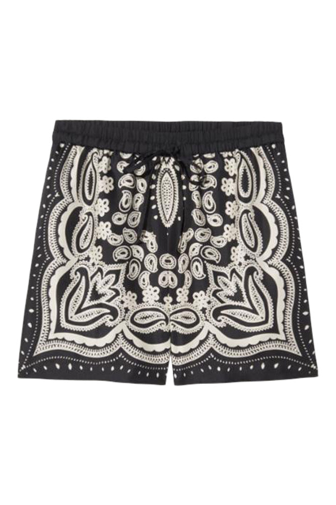 Nili Lotan Frances Silk Shorts in Black Ivory Bandana