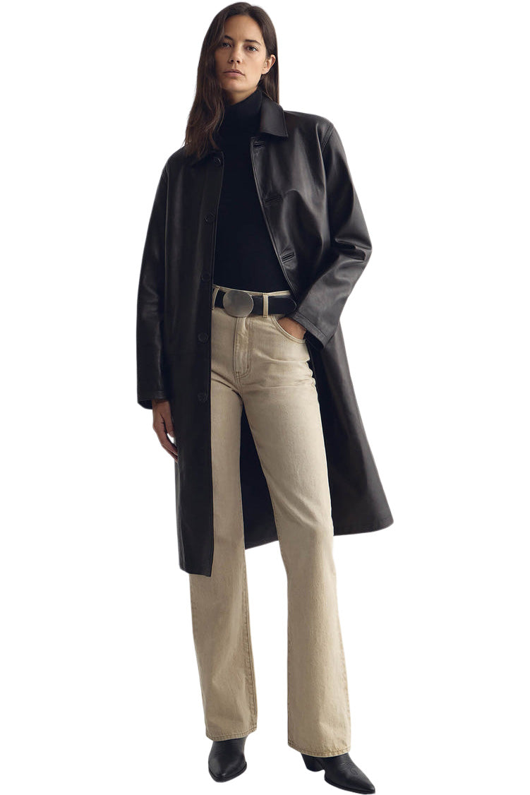 Nili Lotan Abel Leather Coat in Black
