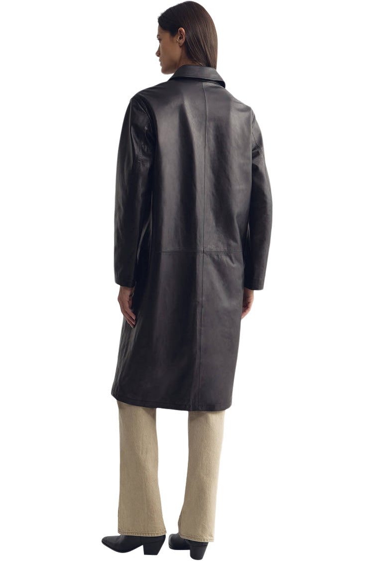 Nili Lotan Abel Leather Coat in Black