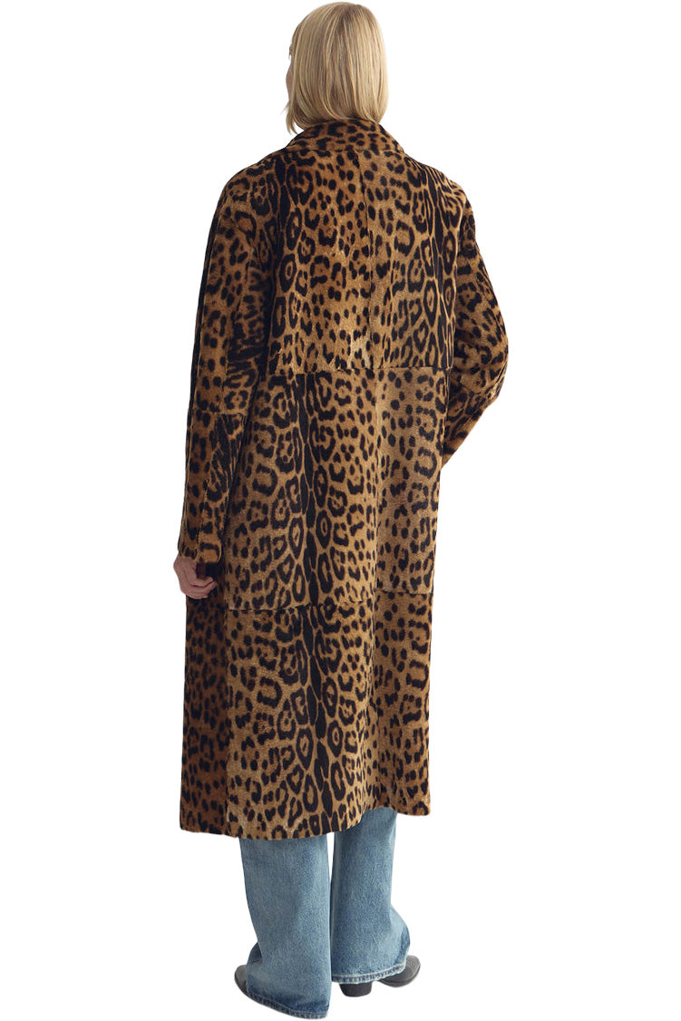 Nili Lotan Davelle Shearling Coat in Leopard Print