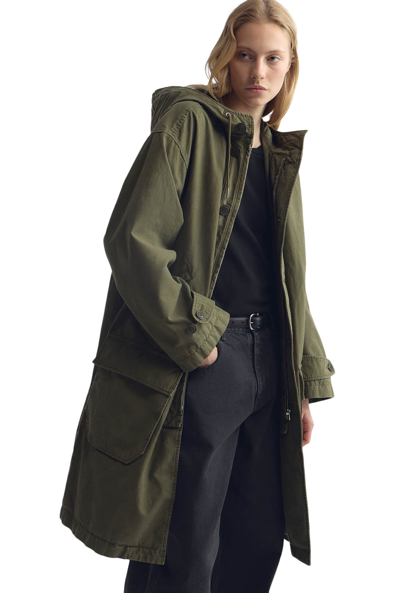 Nili Lotan Delmar Cotton Parka in Dark Laurel