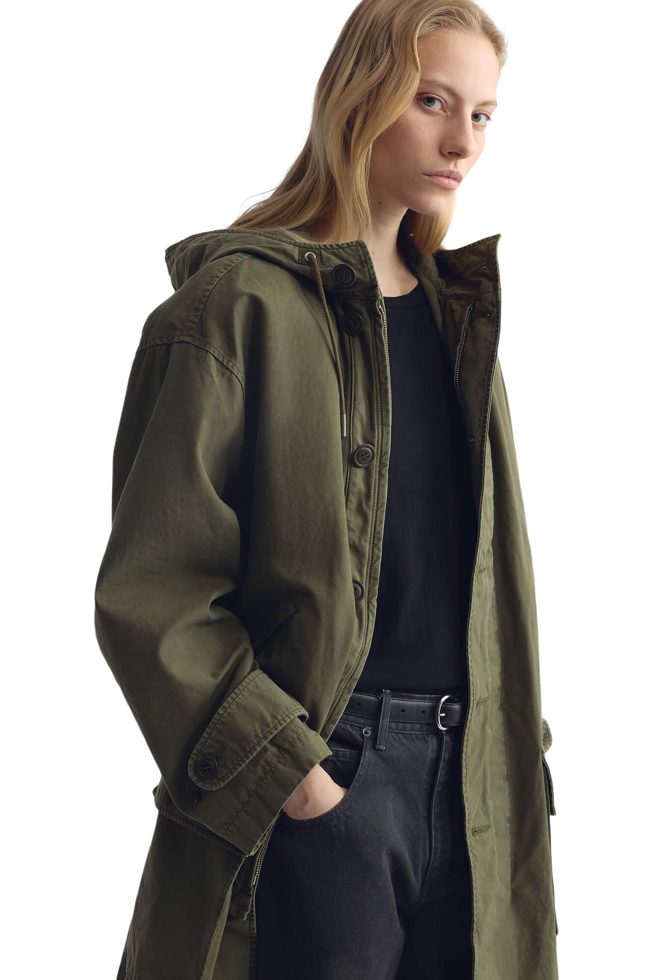 Nili Lotan Delmar Cotton Parka in Dark Laurel