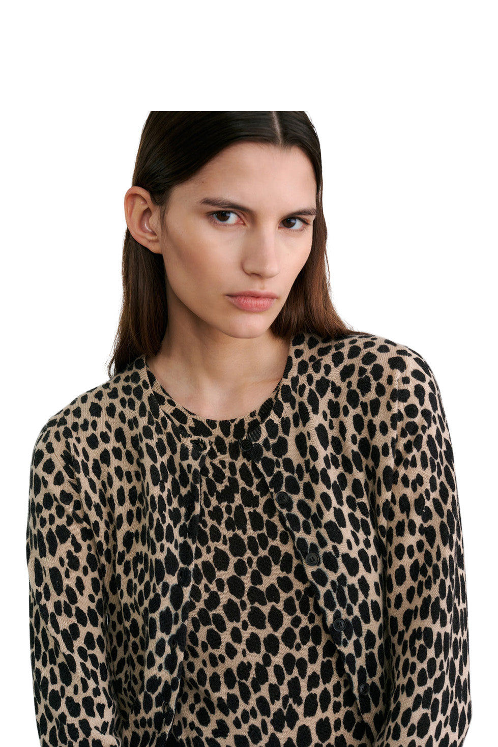 Nili Lotan Kellah Cardigan in Taupe - Black Cheetah