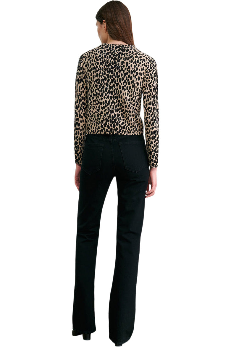 Nili Lotan Kellah Cardigan in Taupe - Black Cheetah