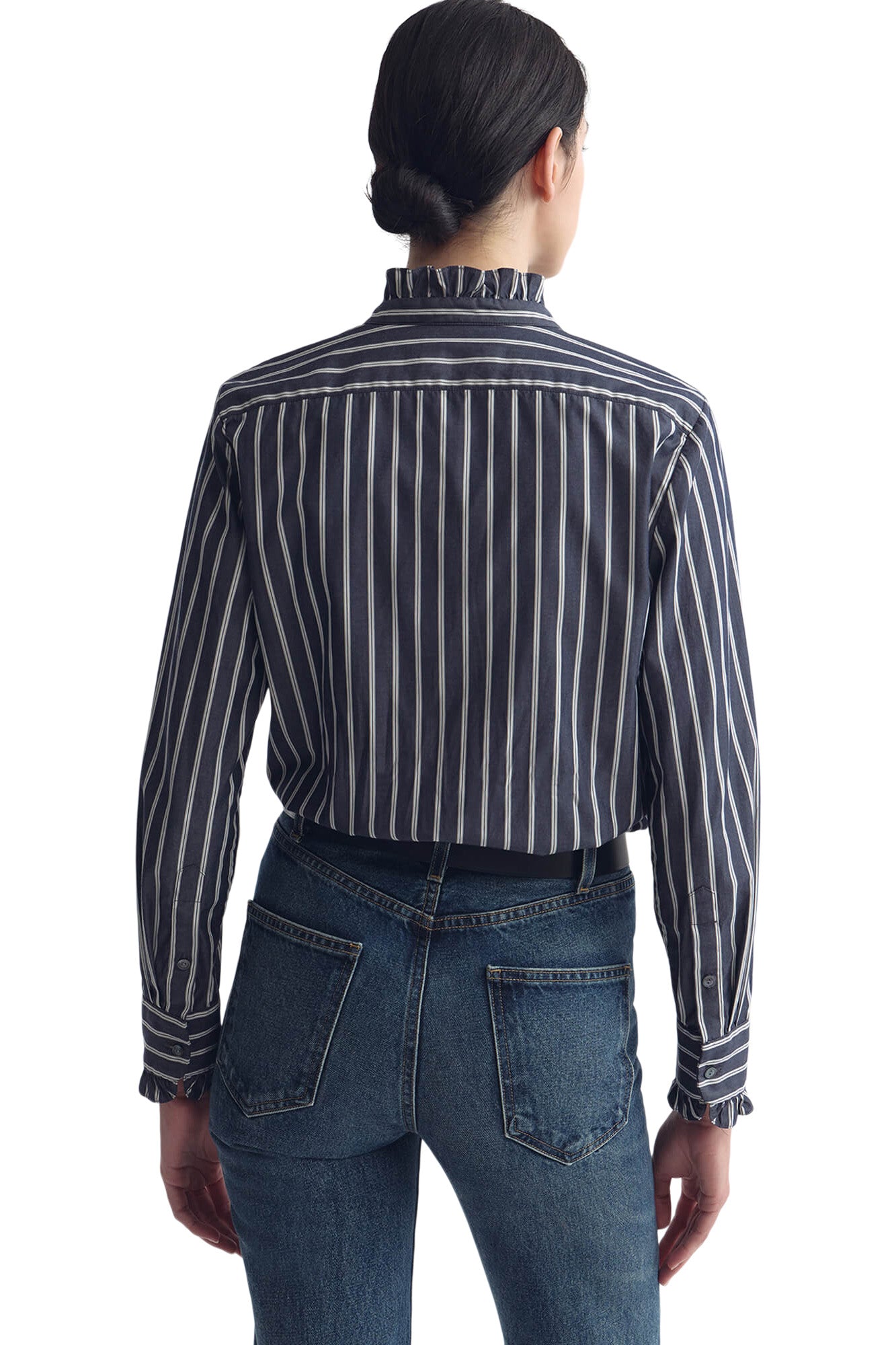 Nili Lotan Lydia Shirt in Charcoal Stripe