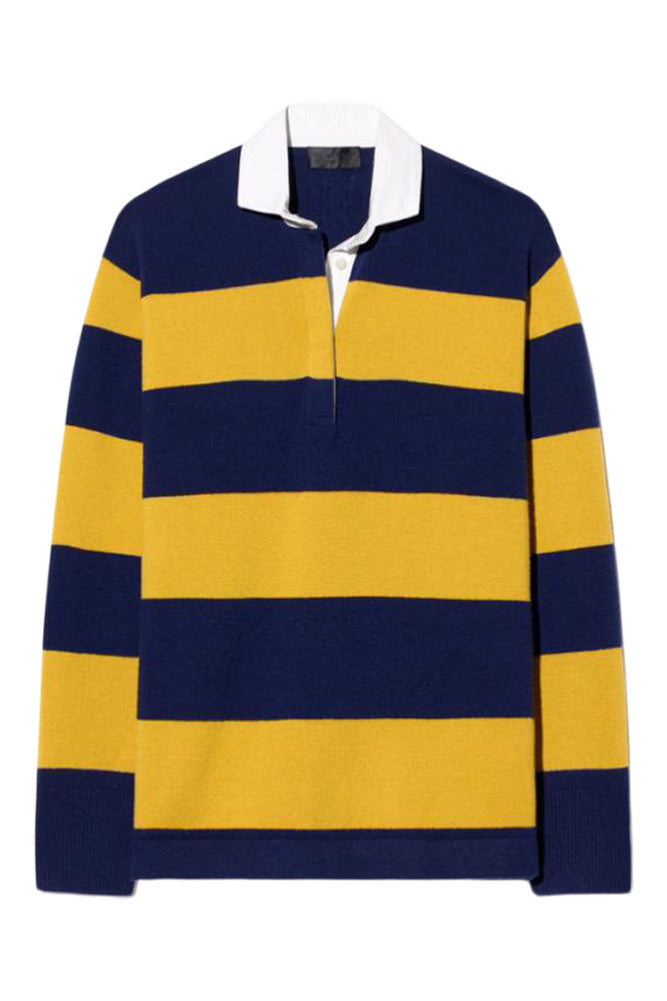 Nili Lotan Rashida Rugby Sweater in Navy Amber Stripe