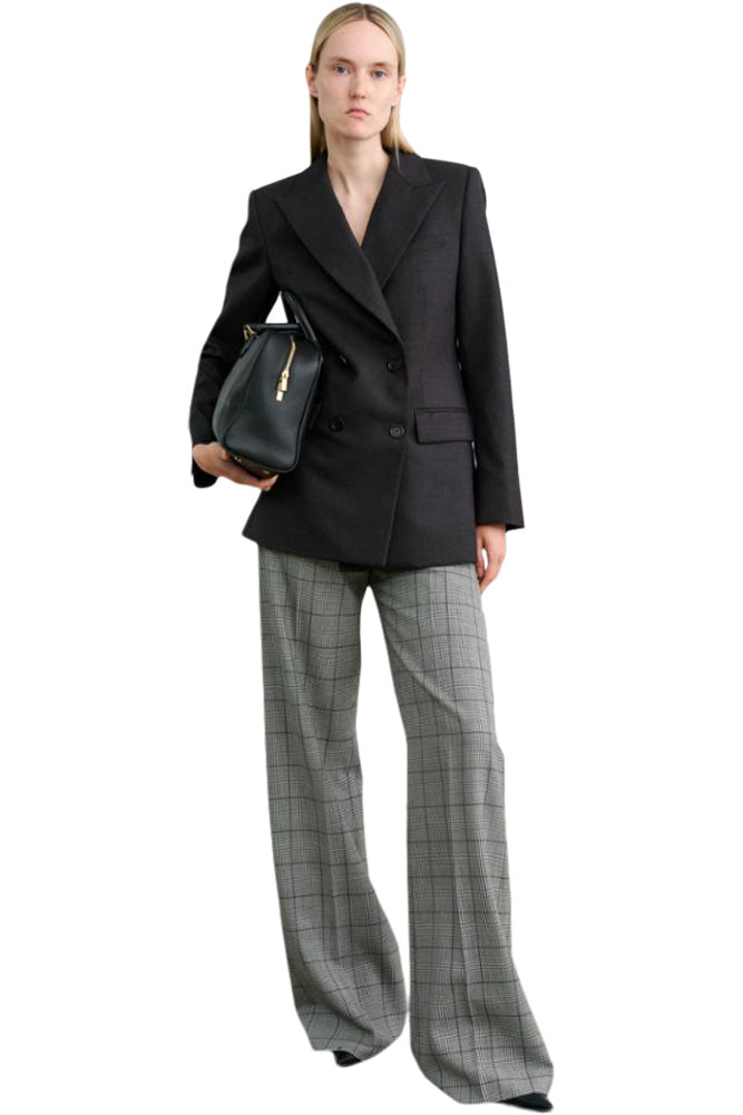 Nili Lotan Rivers Wool Pant in Black Plaid