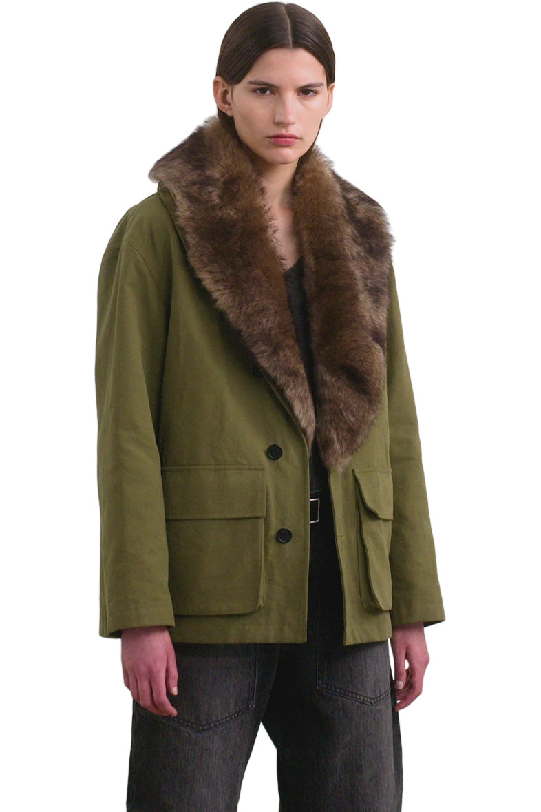 Nili Lotan Ronay Faux-Fur Cotton Parka
in Olive Green