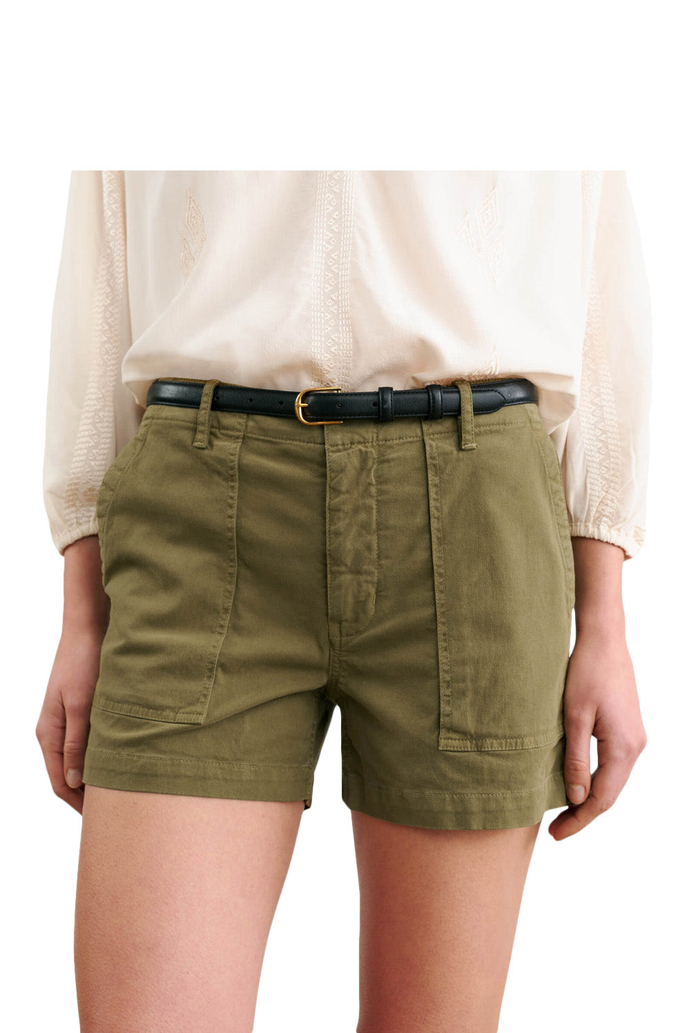 Nili Lotan Utility Shorts in Military Green