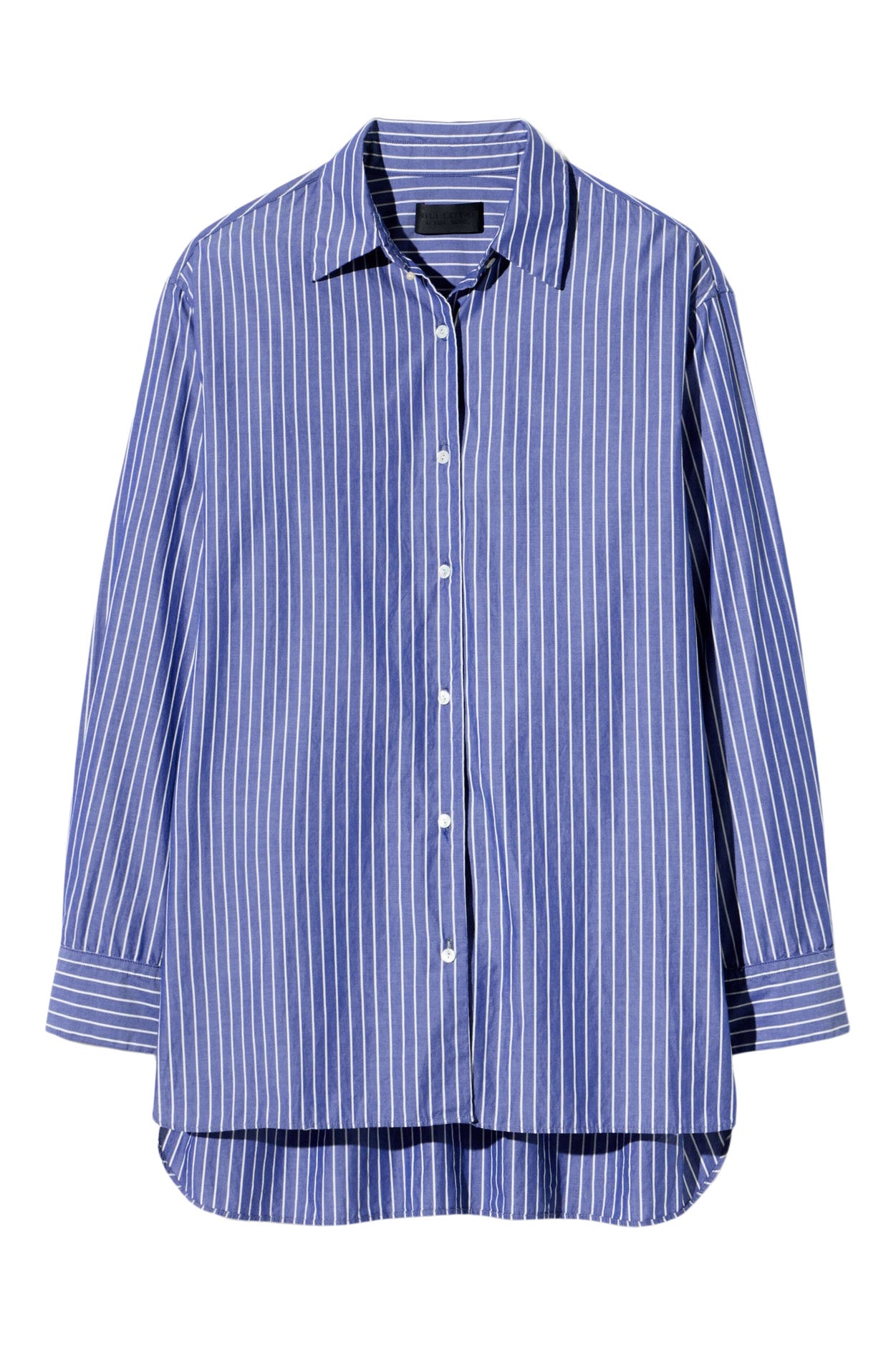 Nili Lotan Yorke Cotton Shirt in Dark Navy White Stripe