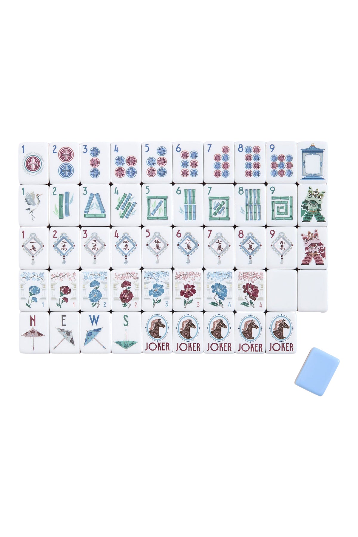 Oh My Mahjong Osler Mahjong Tile Set in Soft Blue