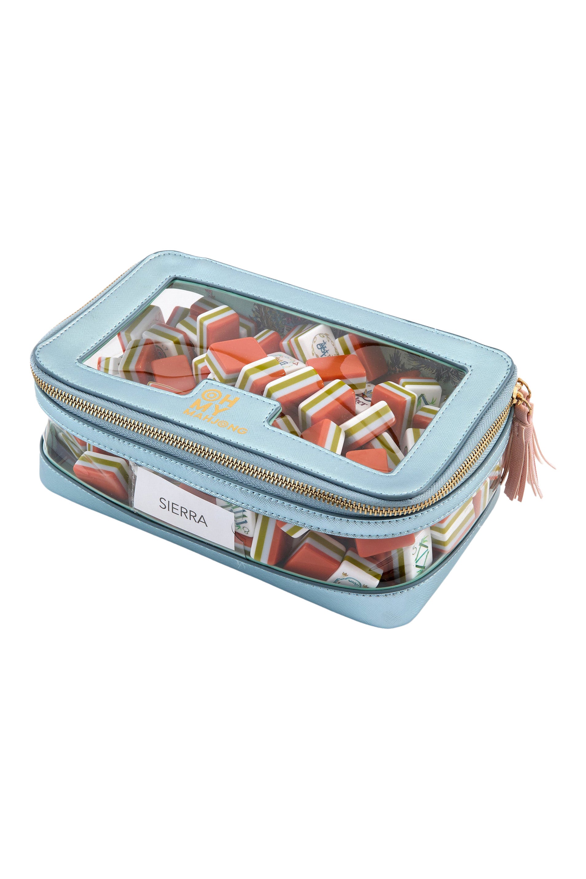 Oh My Mahjong Tile Storage Bag in Metallic Light Blue